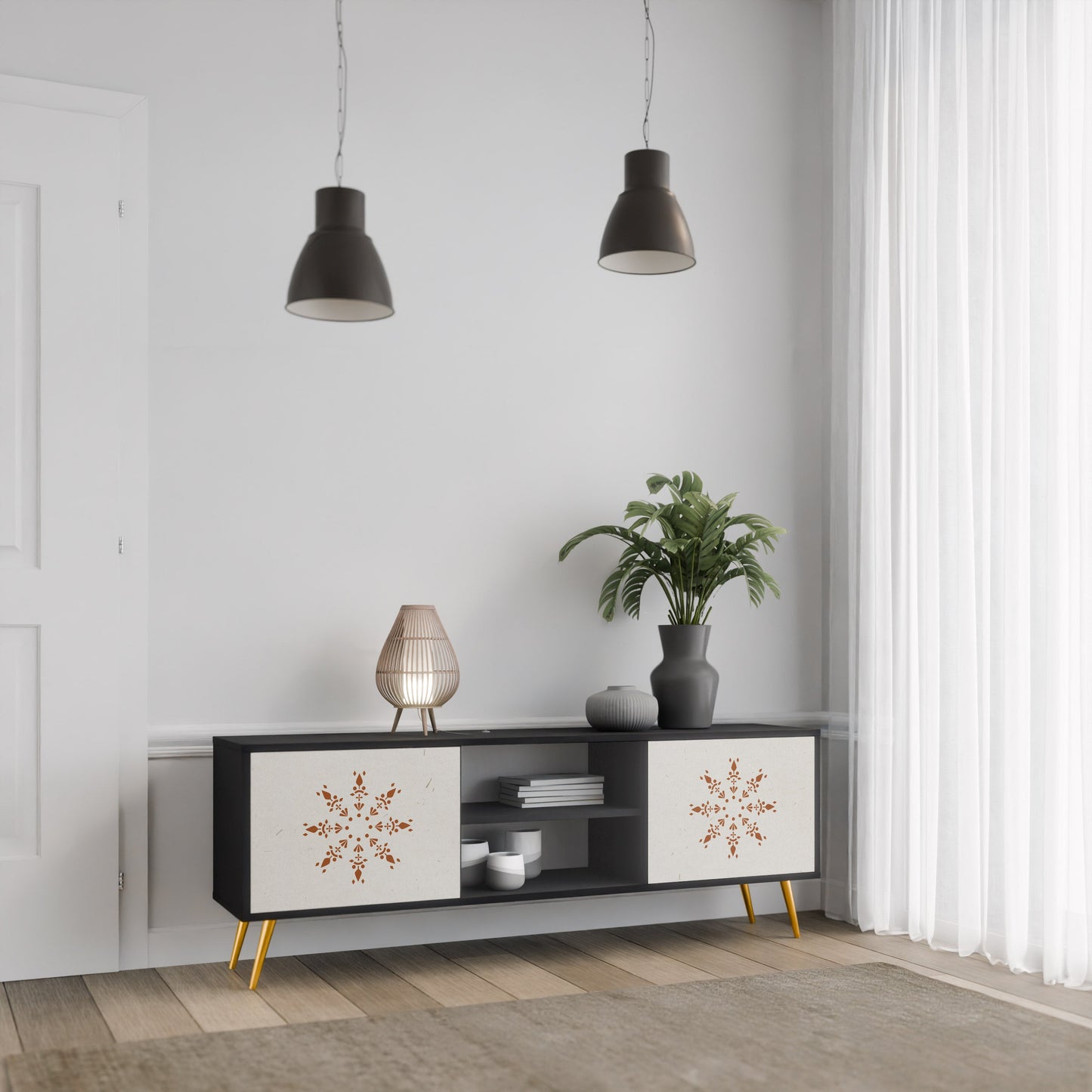Mobile TV DAILY HARMONY a 2 ante con finitura nera