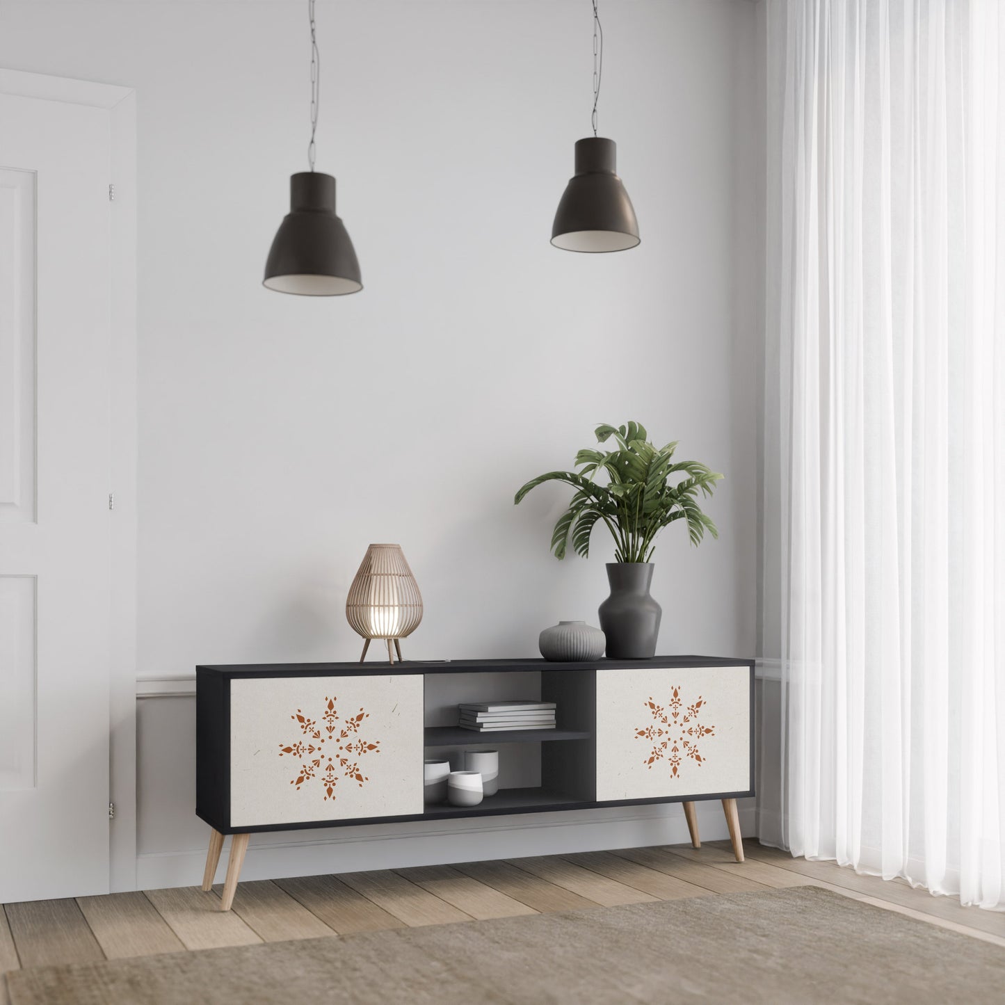 Mobile TV DAILY HARMONY a 2 ante con finitura nera