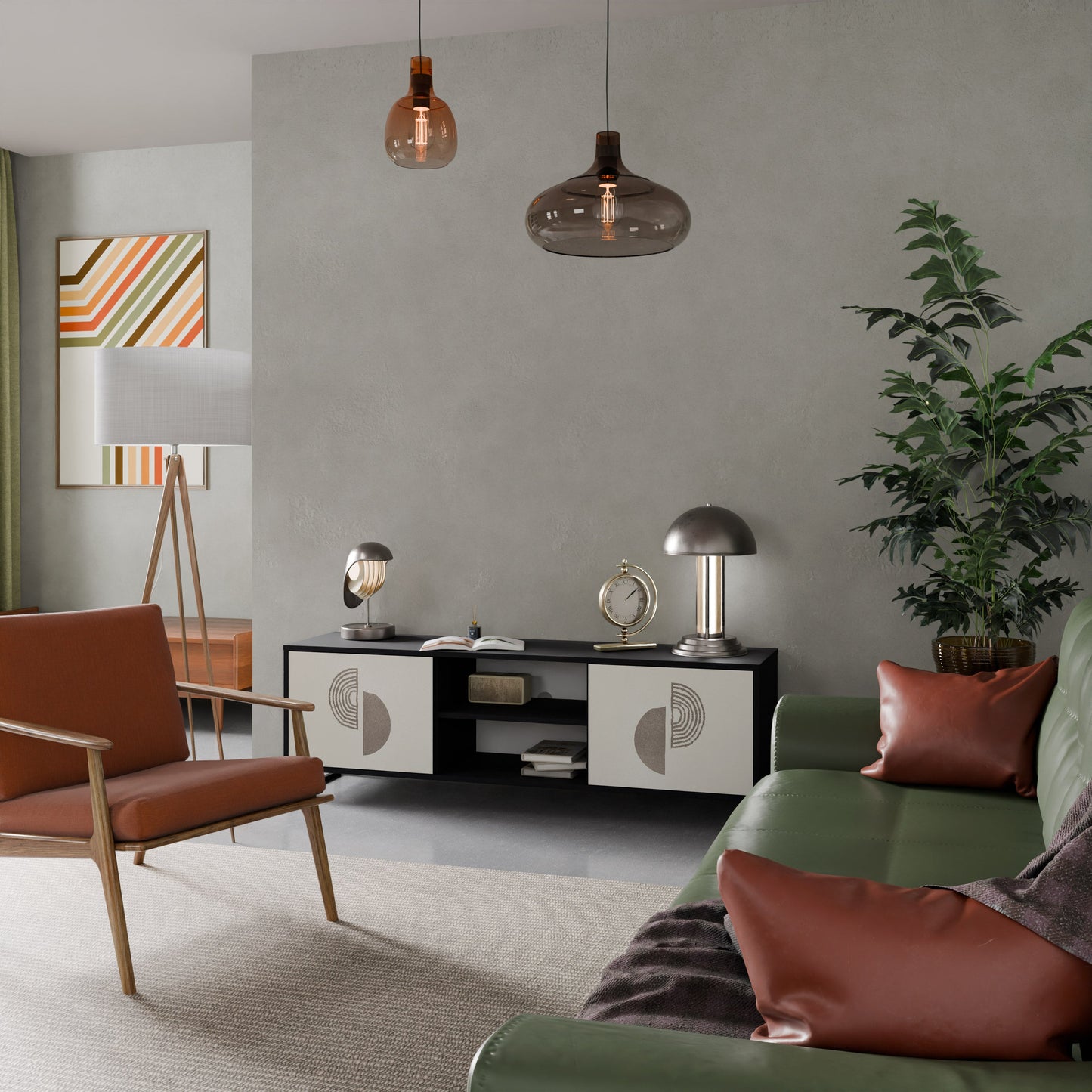 Mobile TV HARMONY ESSENCE a 2 ante in finitura nera
