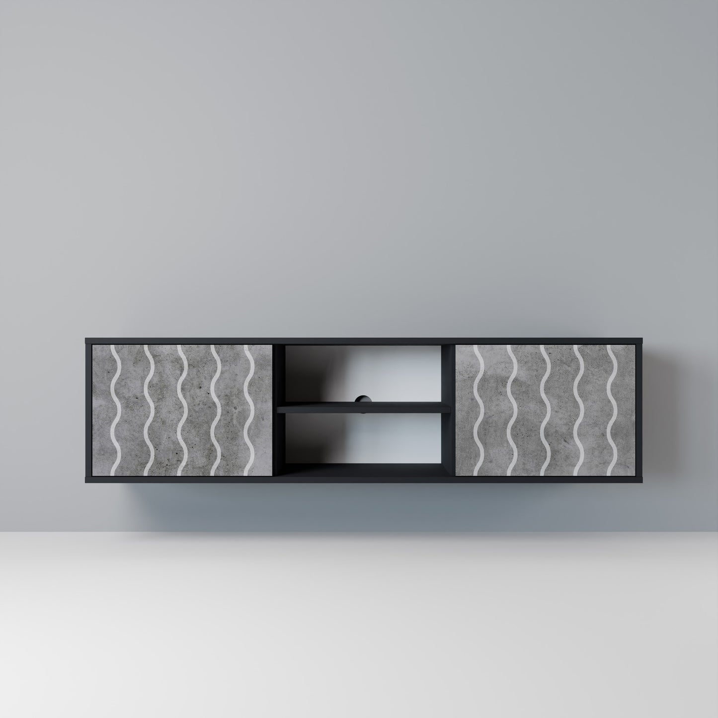 WAVES OF CONCRETE Mobile TV a 2 Ante in Finitura Nera