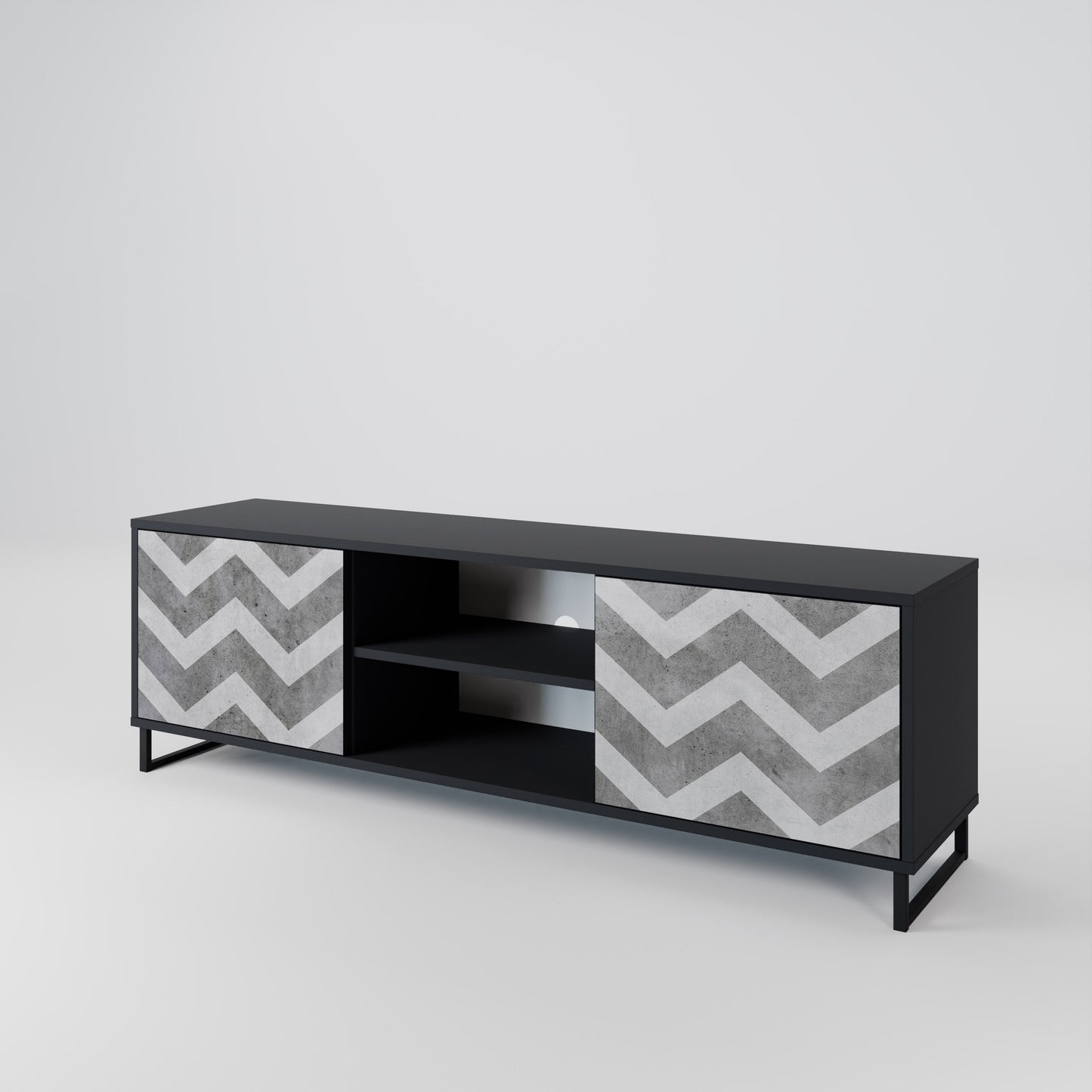 Mobile TV TOUGH ZIG ZAG a 2 ante con finitura nera