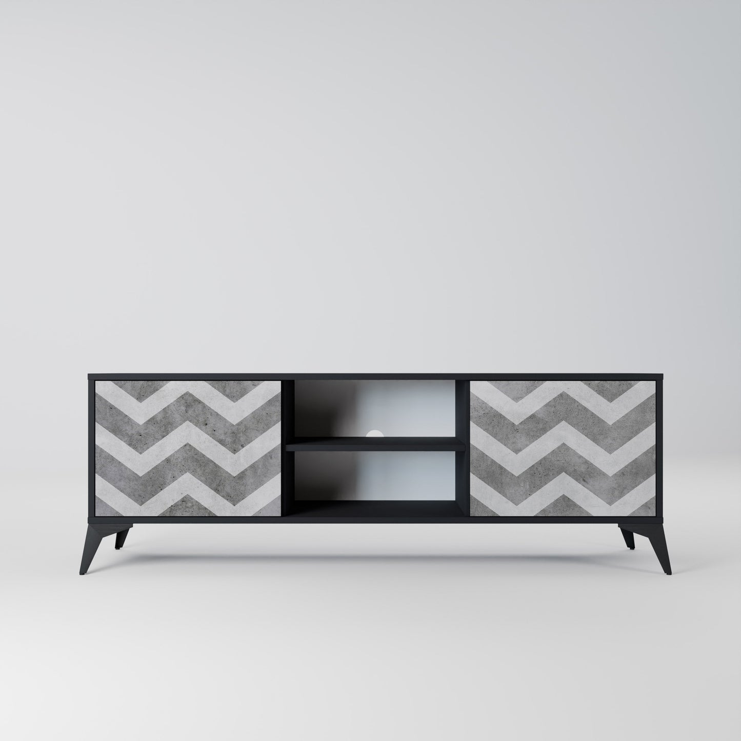 Mobile TV TOUGH ZIG ZAG a 2 ante con finitura nera