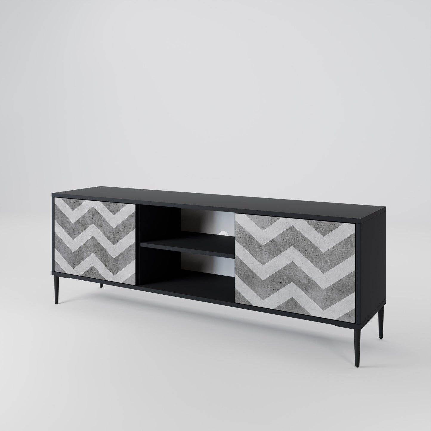 Mobile TV TOUGH ZIG ZAG a 2 ante con finitura nera