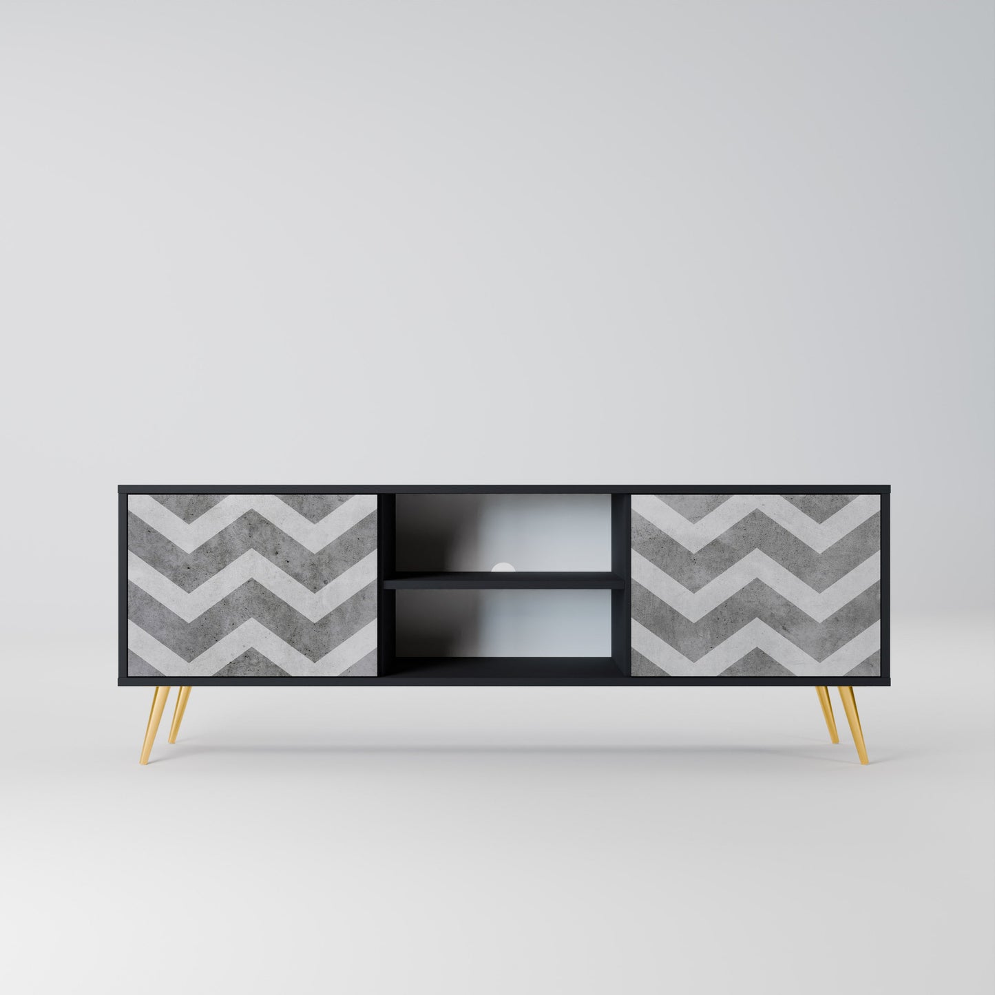 Mobile TV TOUGH ZIG ZAG a 2 ante con finitura nera