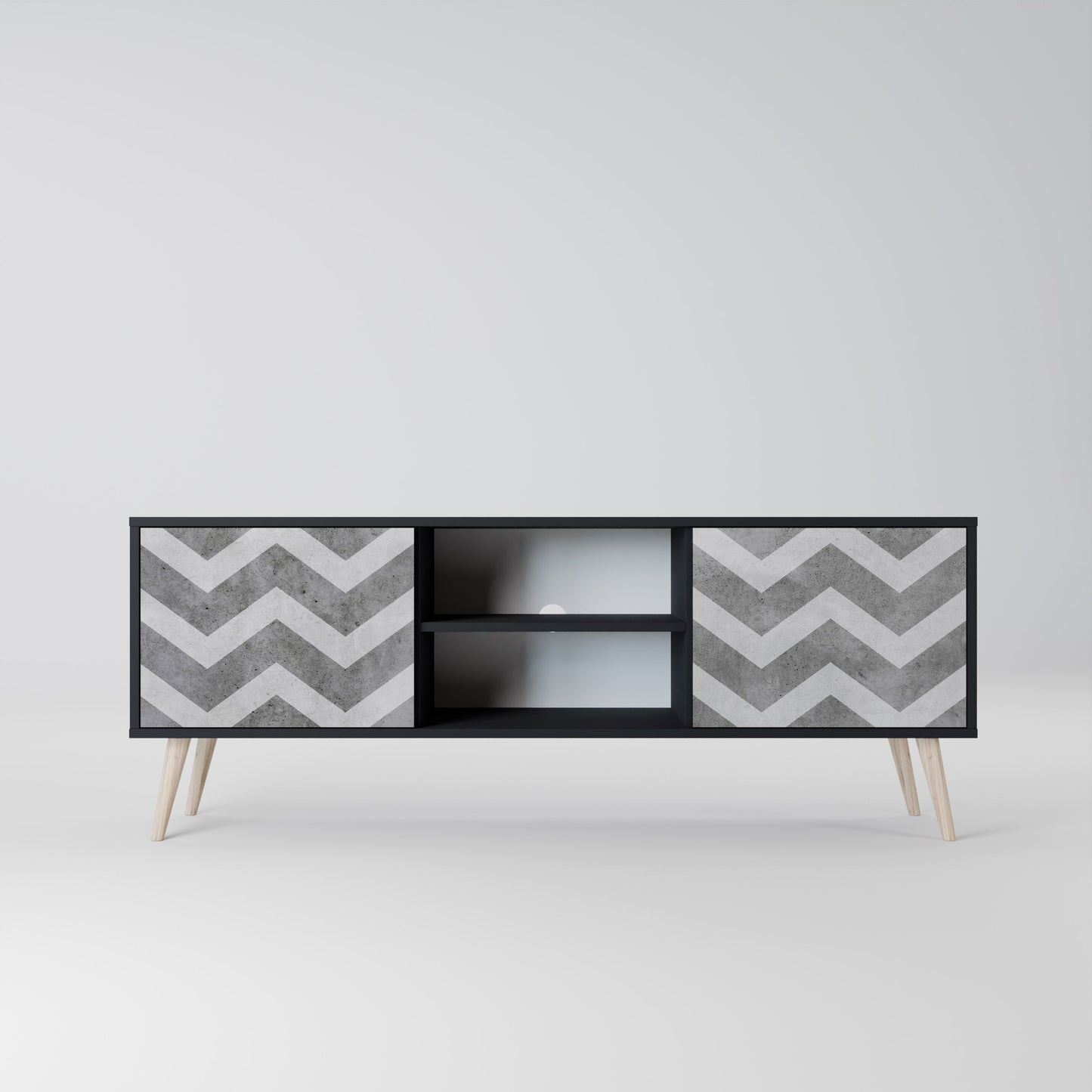 Mobile TV TOUGH ZIG ZAG a 2 ante con finitura nera