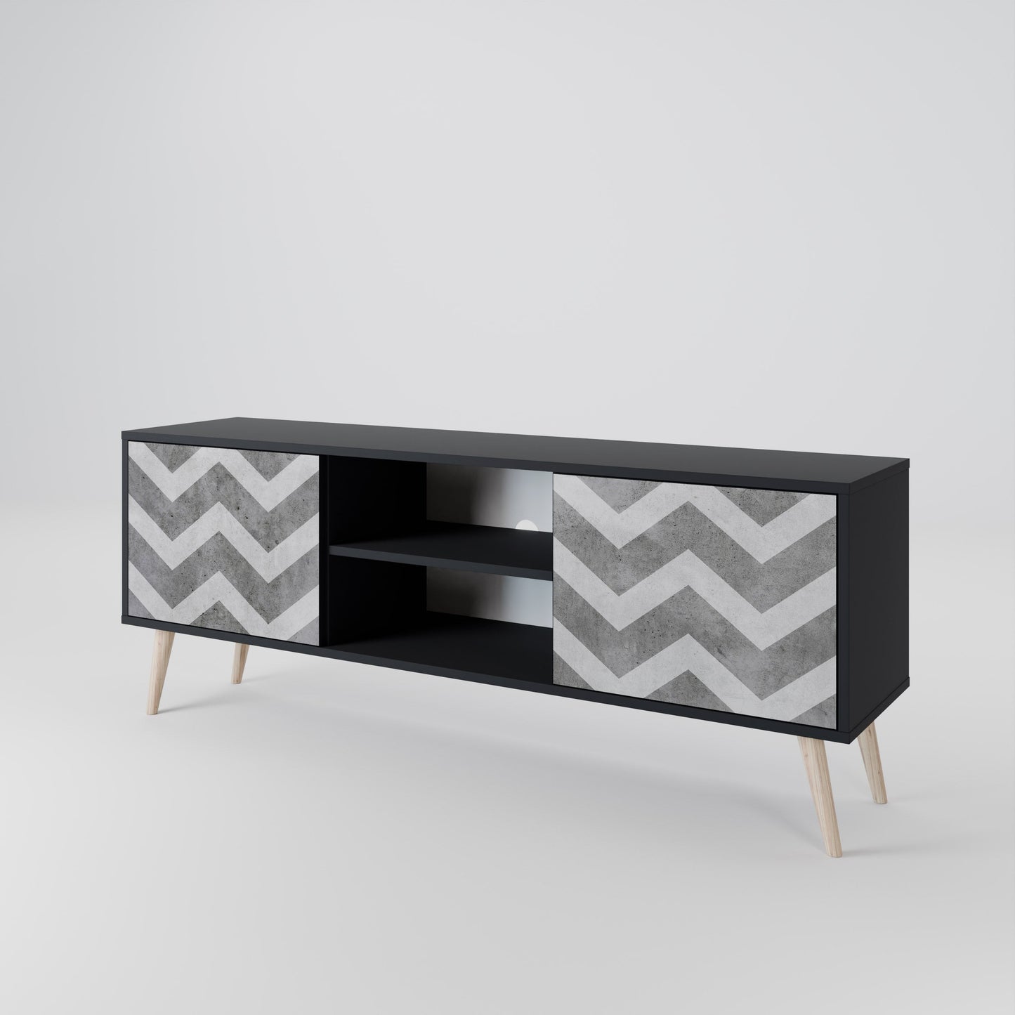 Mobile TV TOUGH ZIG ZAG a 2 ante con finitura nera