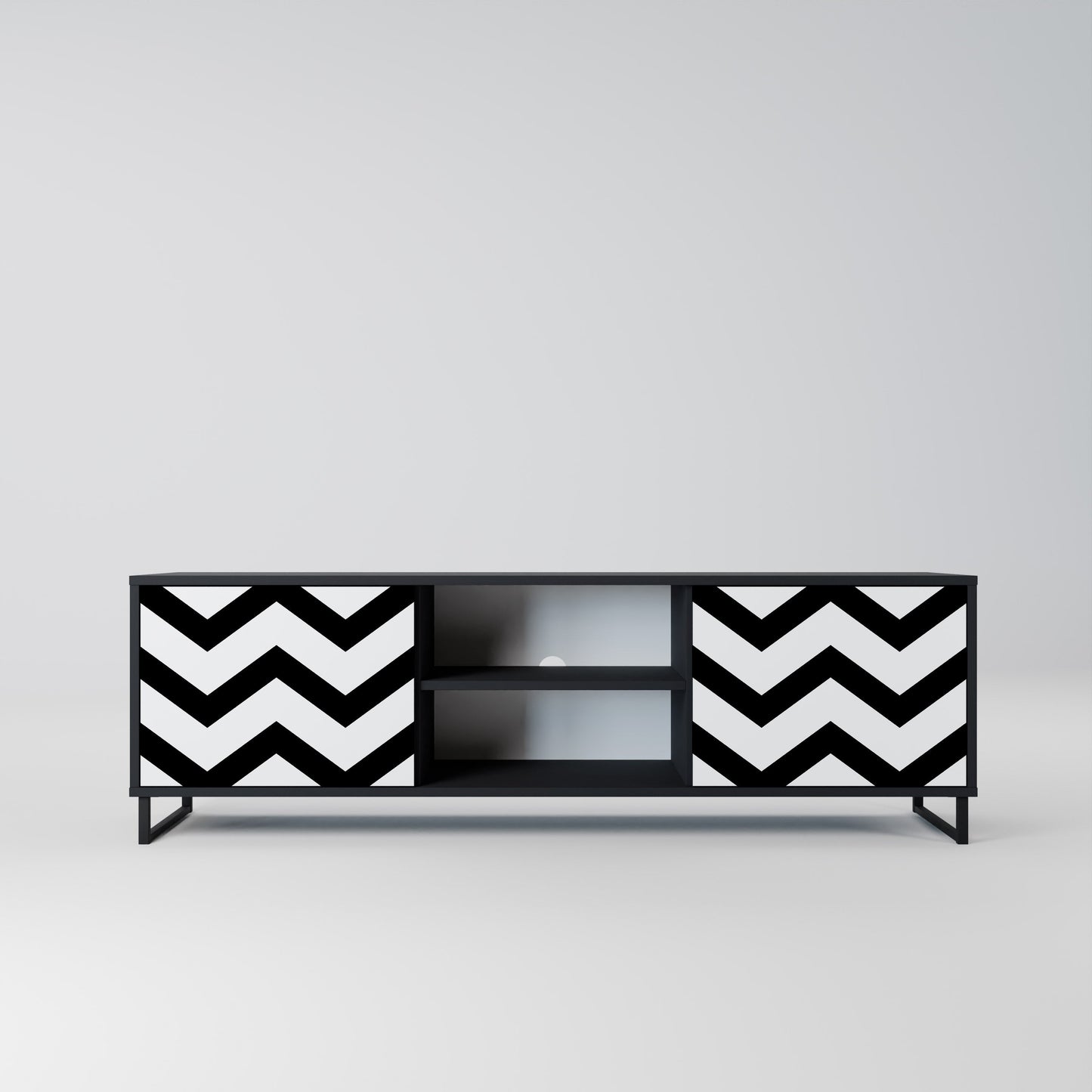 Mobile TV CLASSIC ZIG ZAG a 2 ante con finitura nera