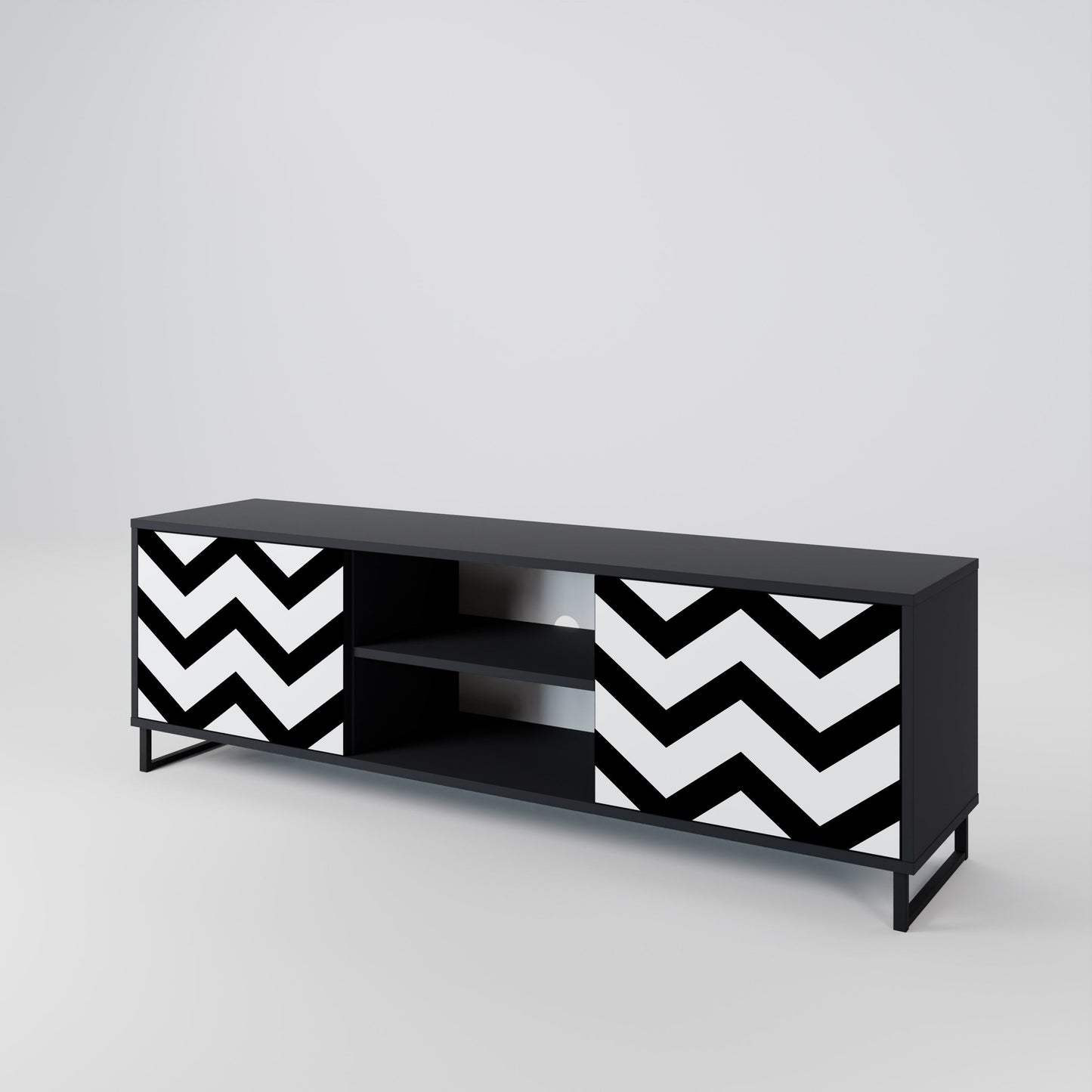 Mobile TV CLASSIC ZIG ZAG a 2 ante con finitura nera