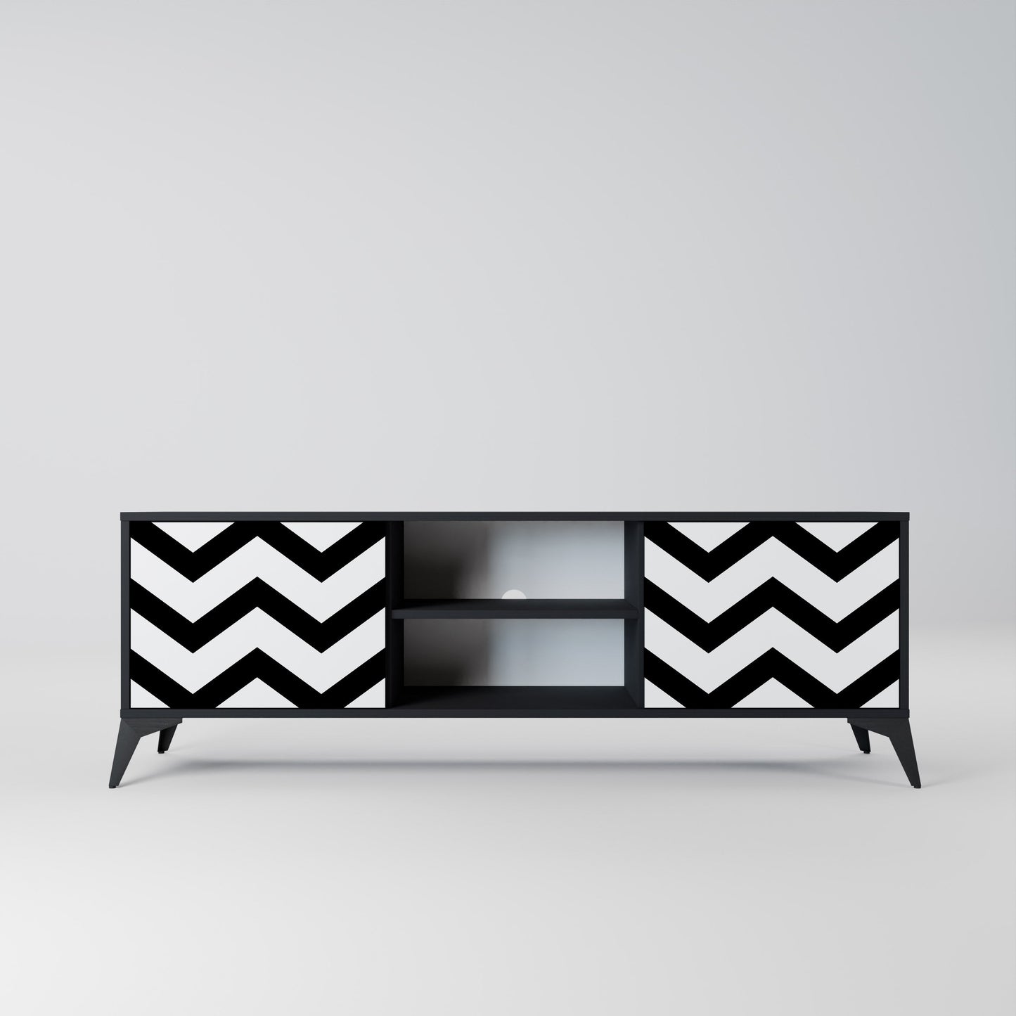 Mobile TV CLASSIC ZIG ZAG a 2 ante con finitura nera