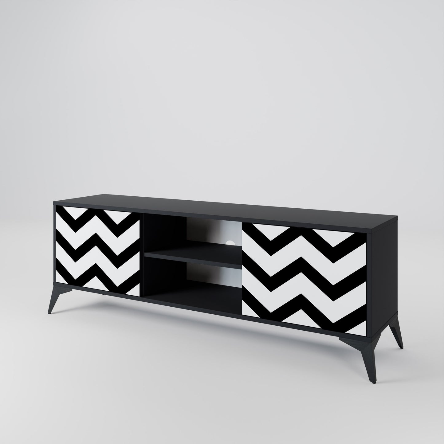 Mobile TV CLASSIC ZIG ZAG a 2 ante con finitura nera