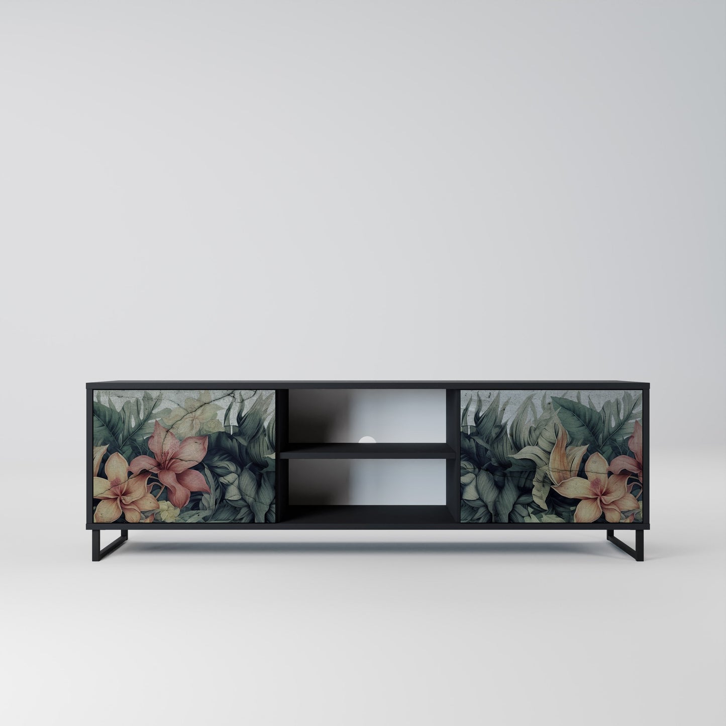 Mobile TV a 2 ante HEAVENLY BLOOM in finitura nera