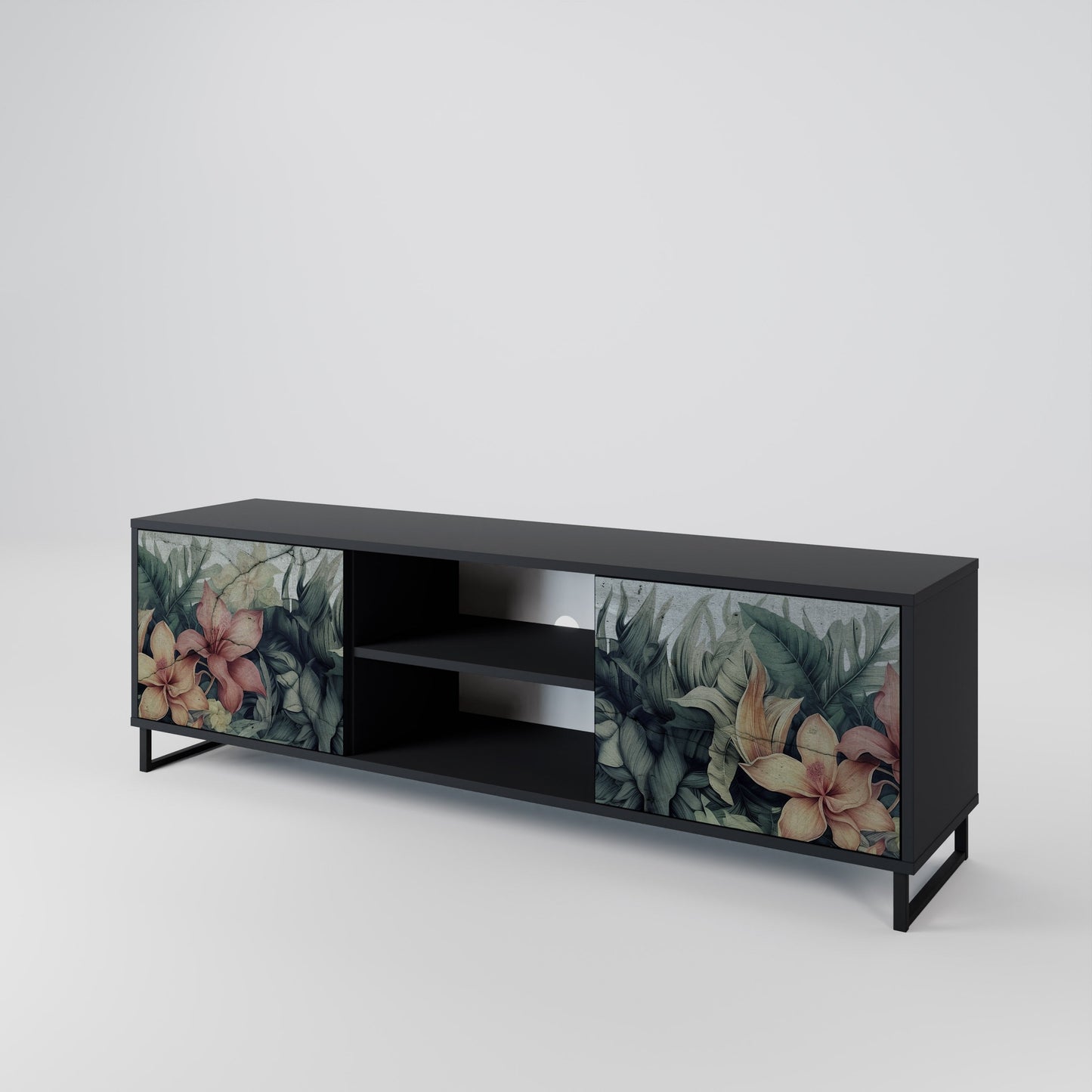 Mobile TV a 2 ante HEAVENLY BLOOM in finitura nera