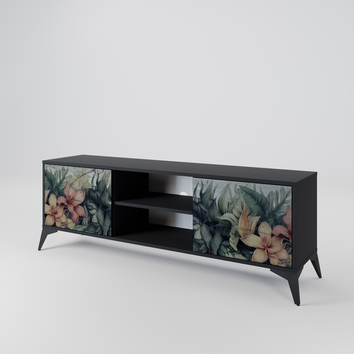 Mobile TV a 2 ante HEAVENLY BLOOM in finitura nera