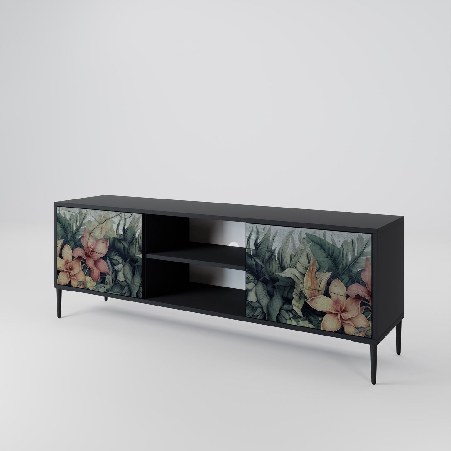 Mobile TV a 2 ante HEAVENLY BLOOM in finitura nera
