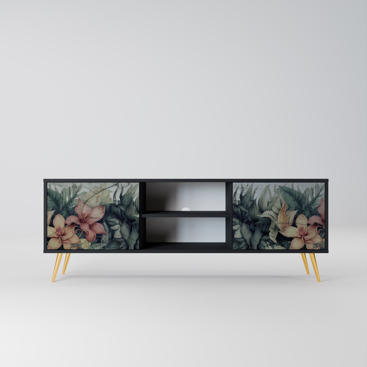 Mobile TV a 2 ante HEAVENLY BLOOM in finitura nera