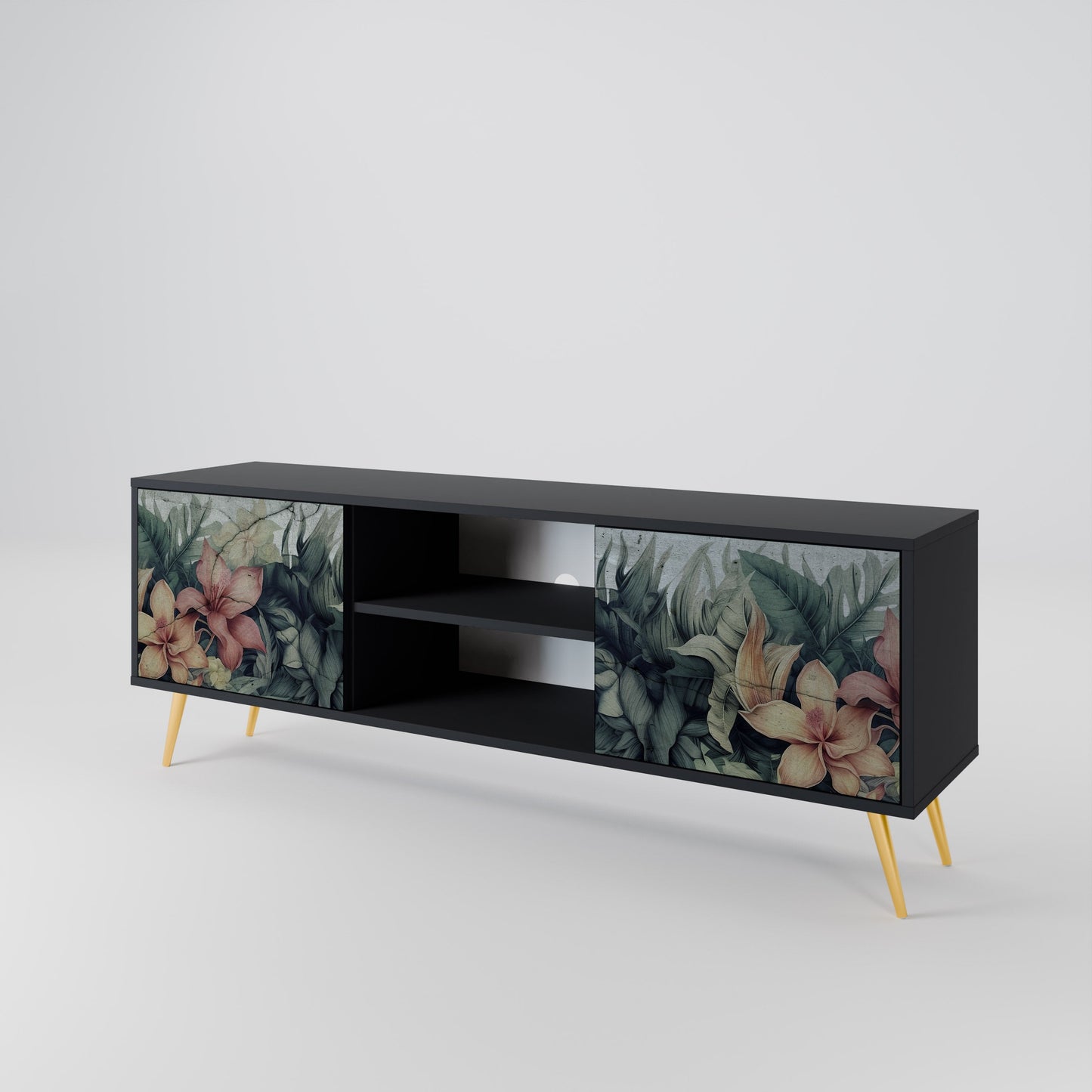 Mobile TV a 2 ante HEAVENLY BLOOM in finitura nera