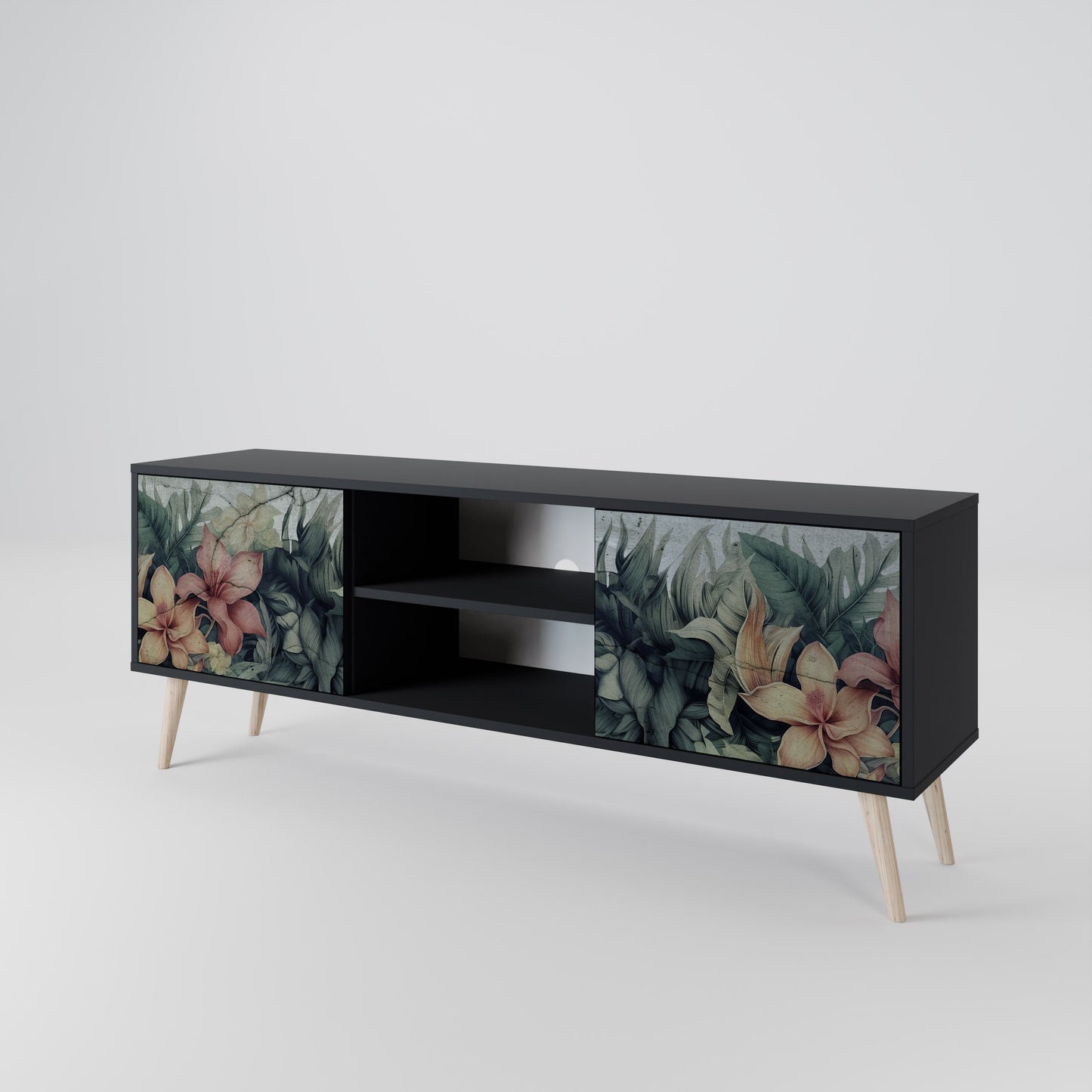 Mobile TV a 2 ante HEAVENLY BLOOM in finitura nera