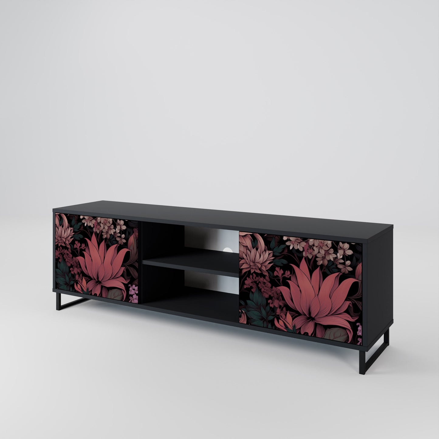 Mobile TV a 2 ante FLORAL WHISPER in finitura nera