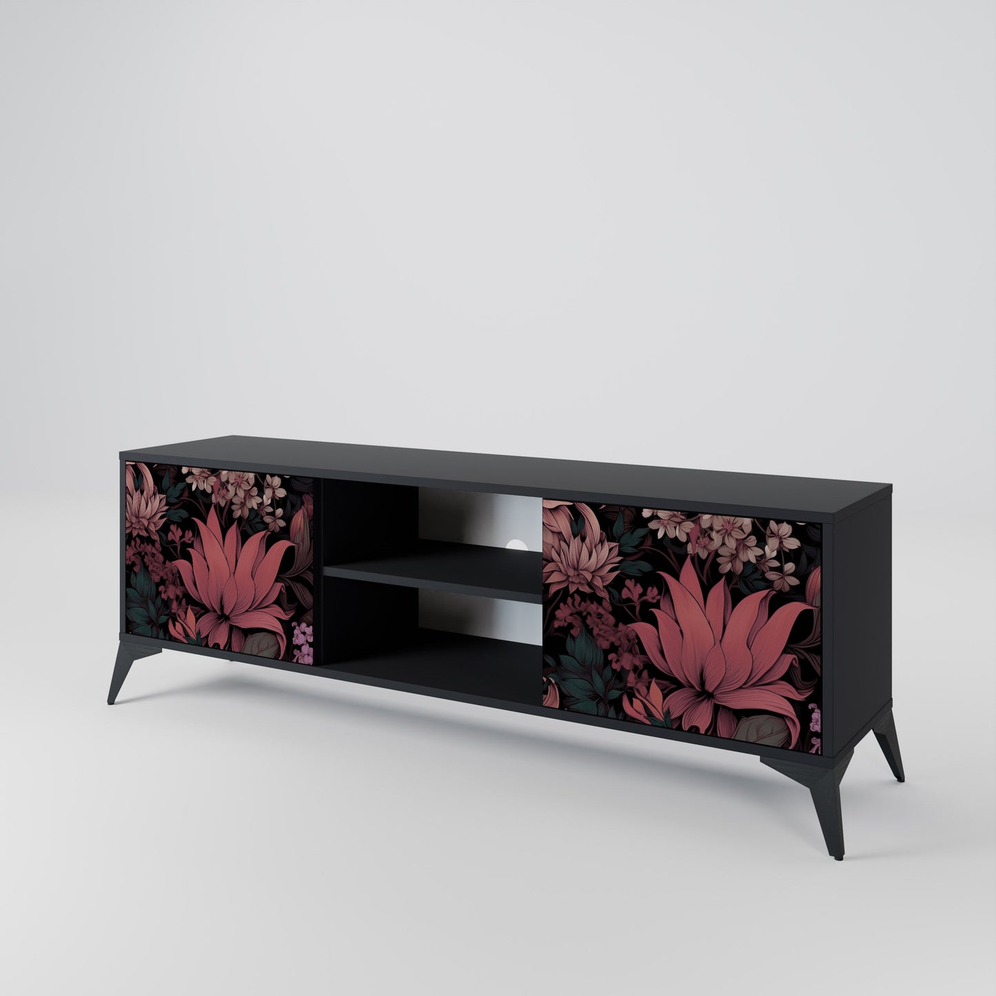 Mobile TV a 2 ante FLORAL WHISPER in finitura nera