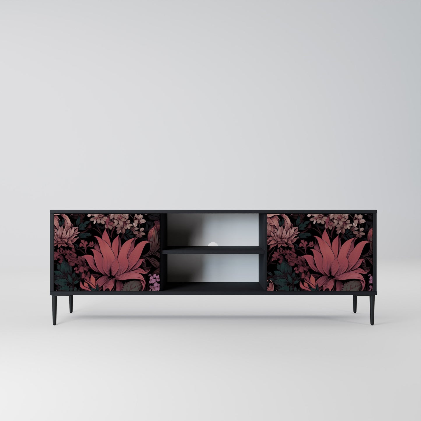 Mobile TV a 2 ante FLORAL WHISPER in finitura nera