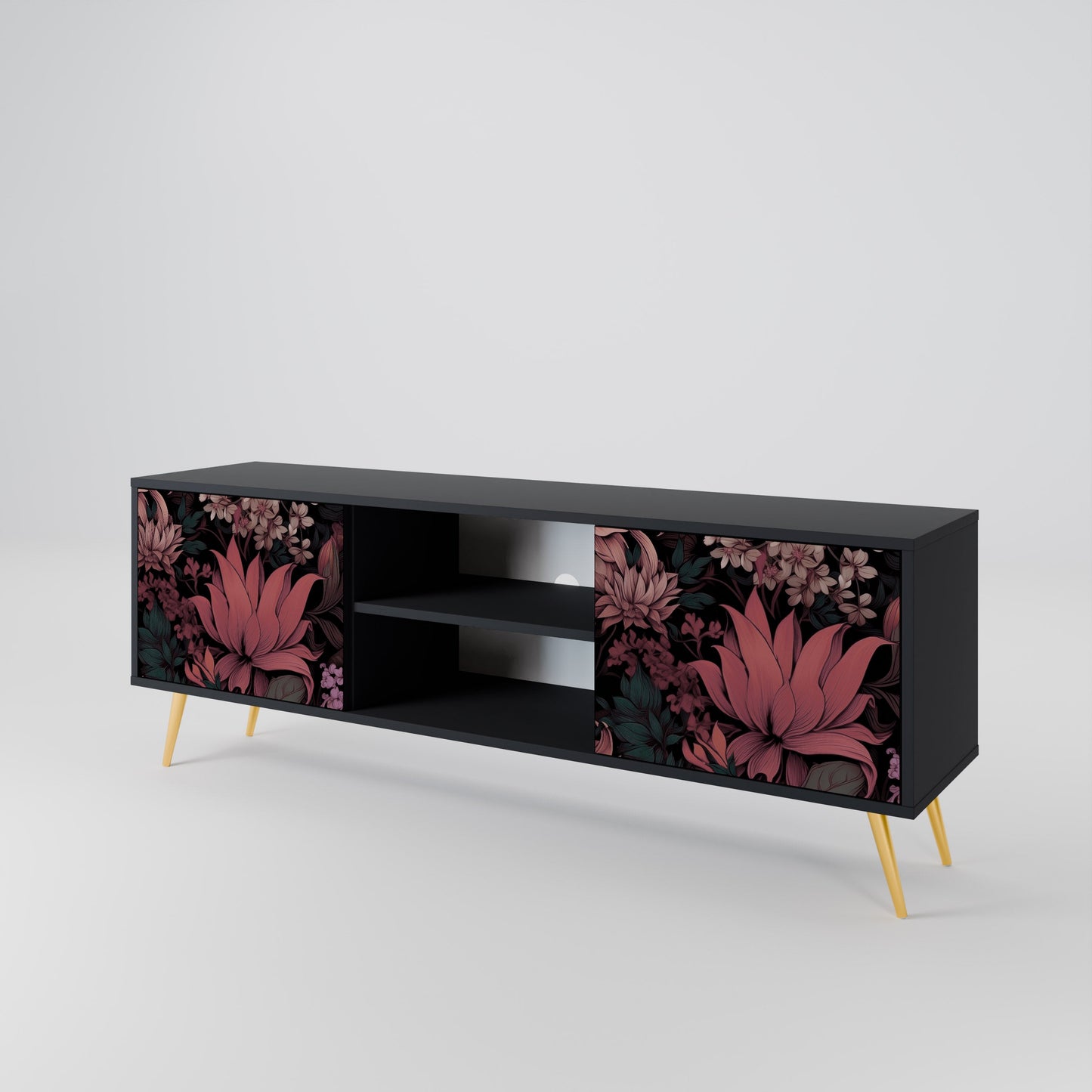 Mobile TV a 2 ante FLORAL WHISPER in finitura nera