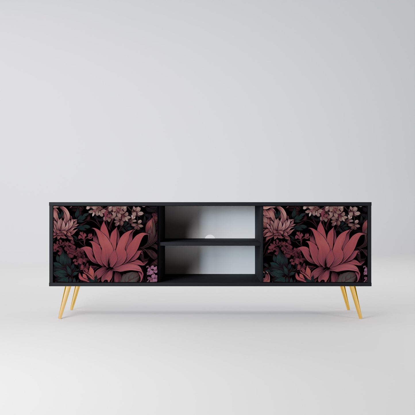 Mobile TV a 2 ante FLORAL WHISPER in finitura nera