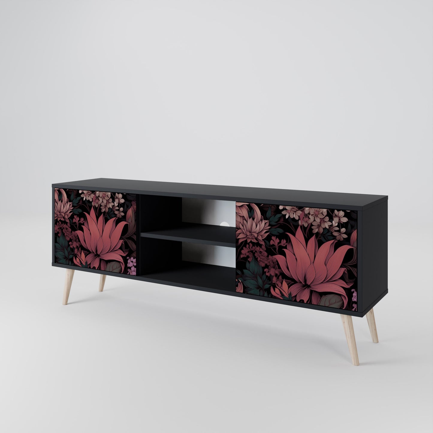 Mobile TV a 2 ante FLORAL WHISPER in finitura nera