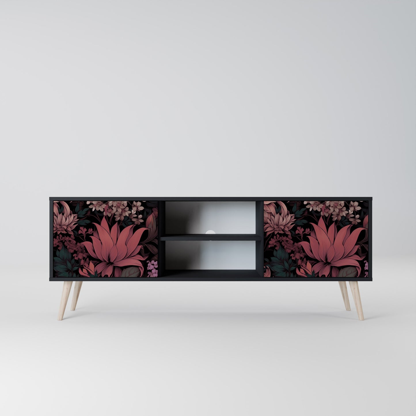 Mobile TV a 2 ante FLORAL WHISPER in finitura nera