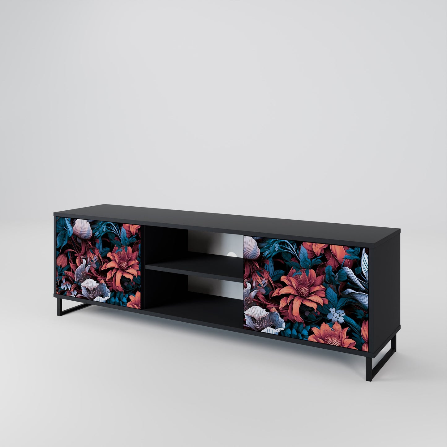 Mobile TV ETHEREAL BLOSSOMS a 2 ante con finitura nera