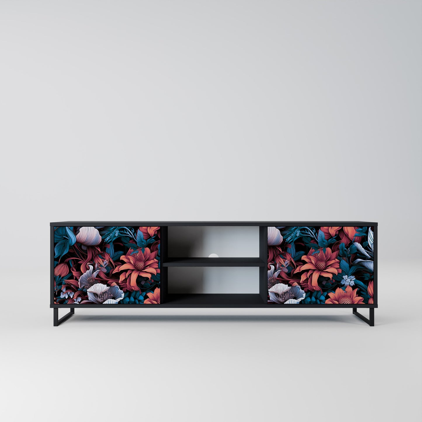 Mobile TV ETHEREAL BLOSSOMS a 2 ante con finitura nera