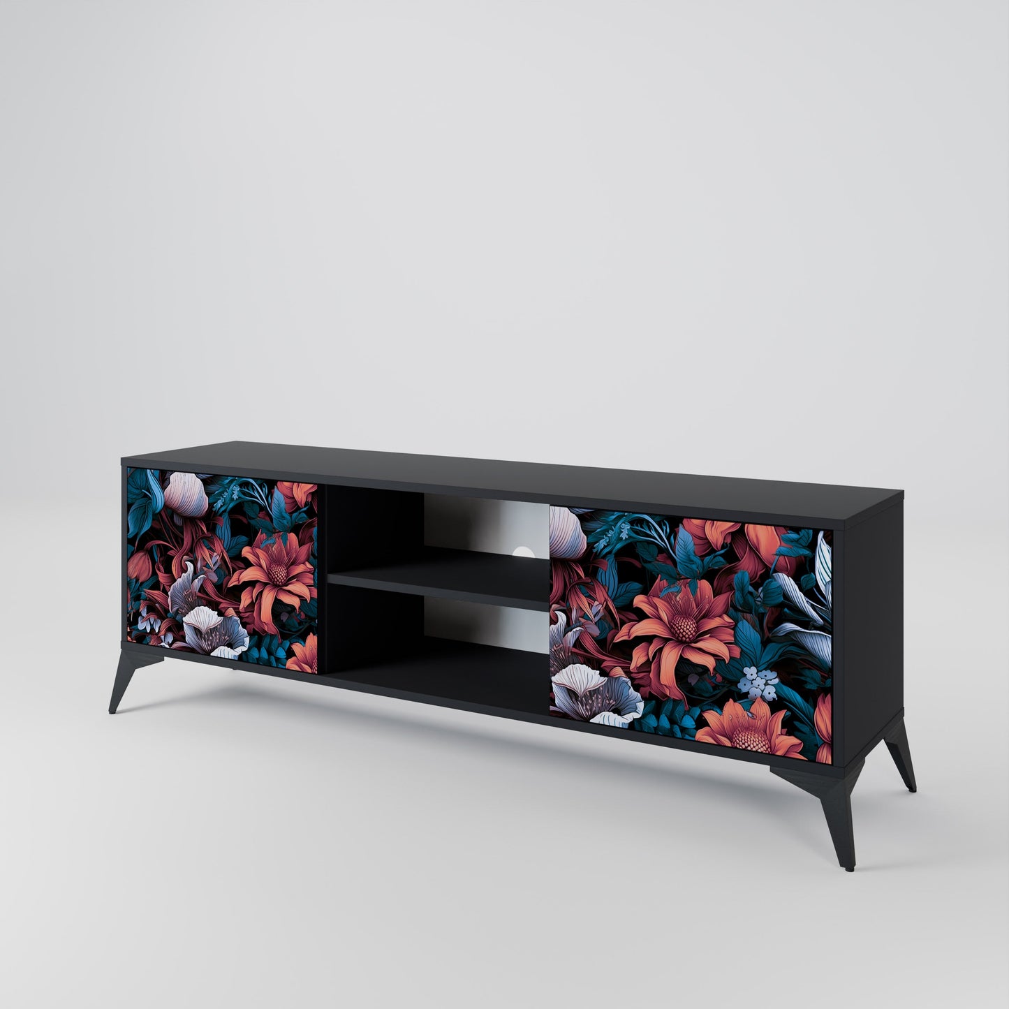 Mobile TV ETHEREAL BLOSSOMS a 2 ante con finitura nera
