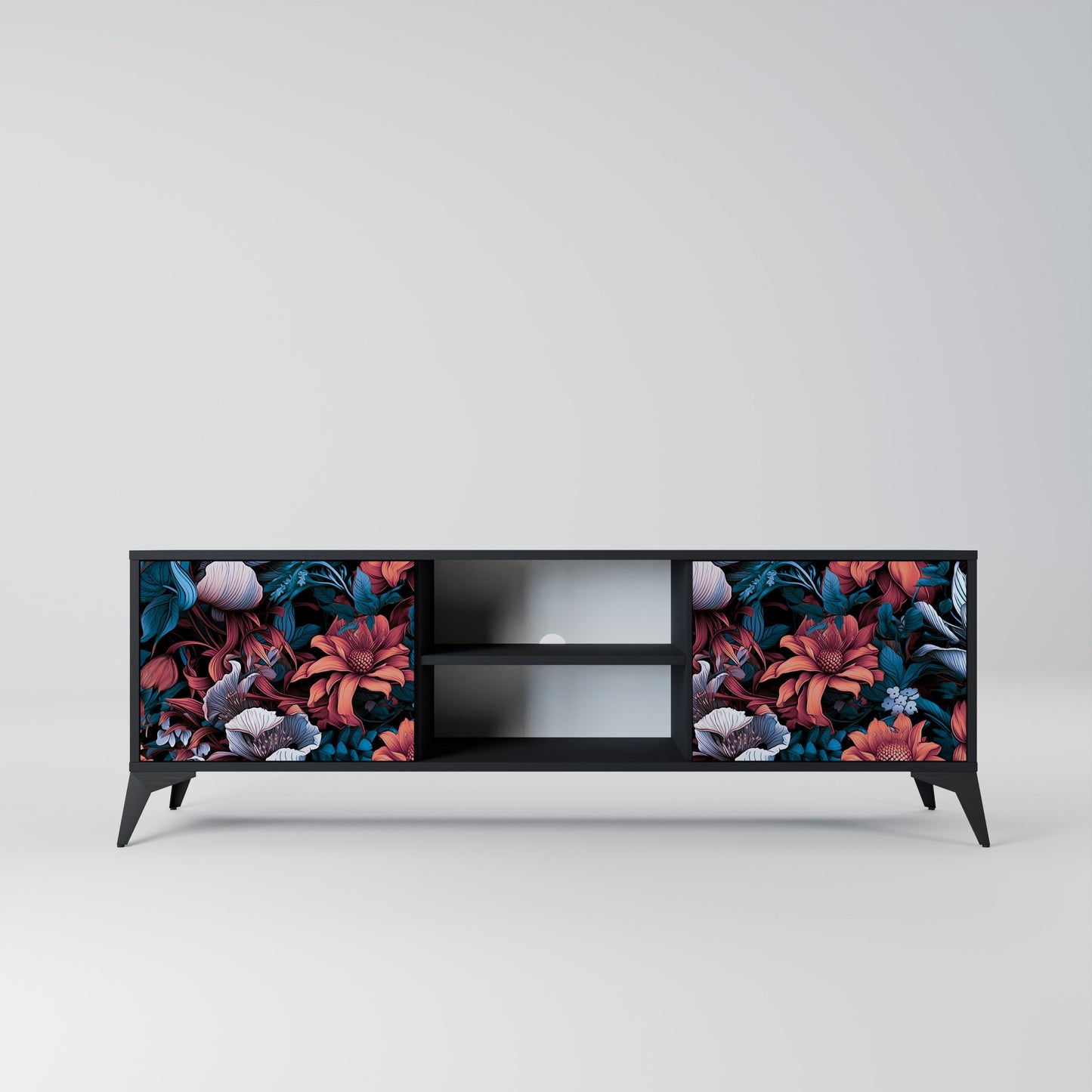 Mobile TV ETHEREAL BLOSSOMS a 2 ante con finitura nera