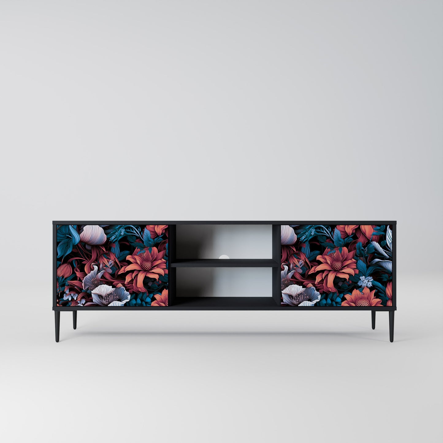 Mobile TV ETHEREAL BLOSSOMS a 2 ante con finitura nera