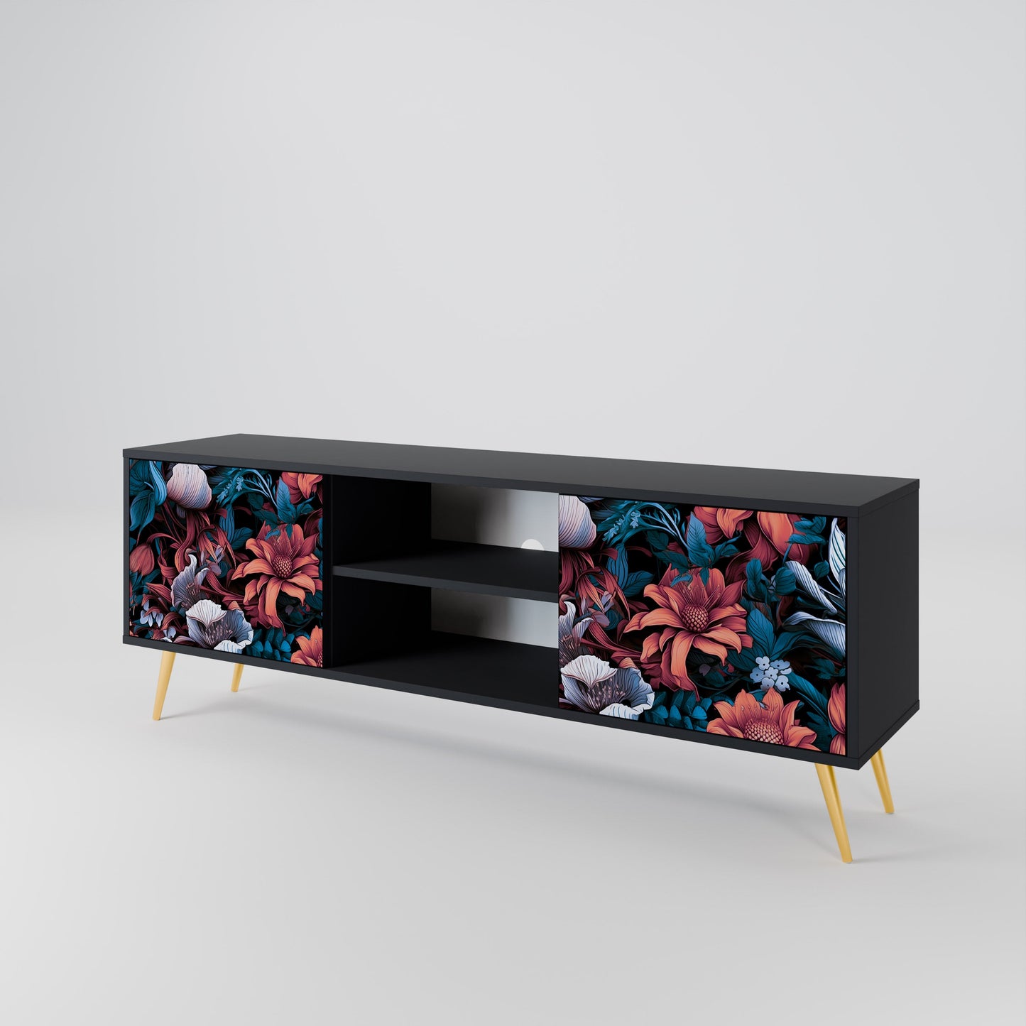 Mobile TV ETHEREAL BLOSSOMS a 2 ante con finitura nera
