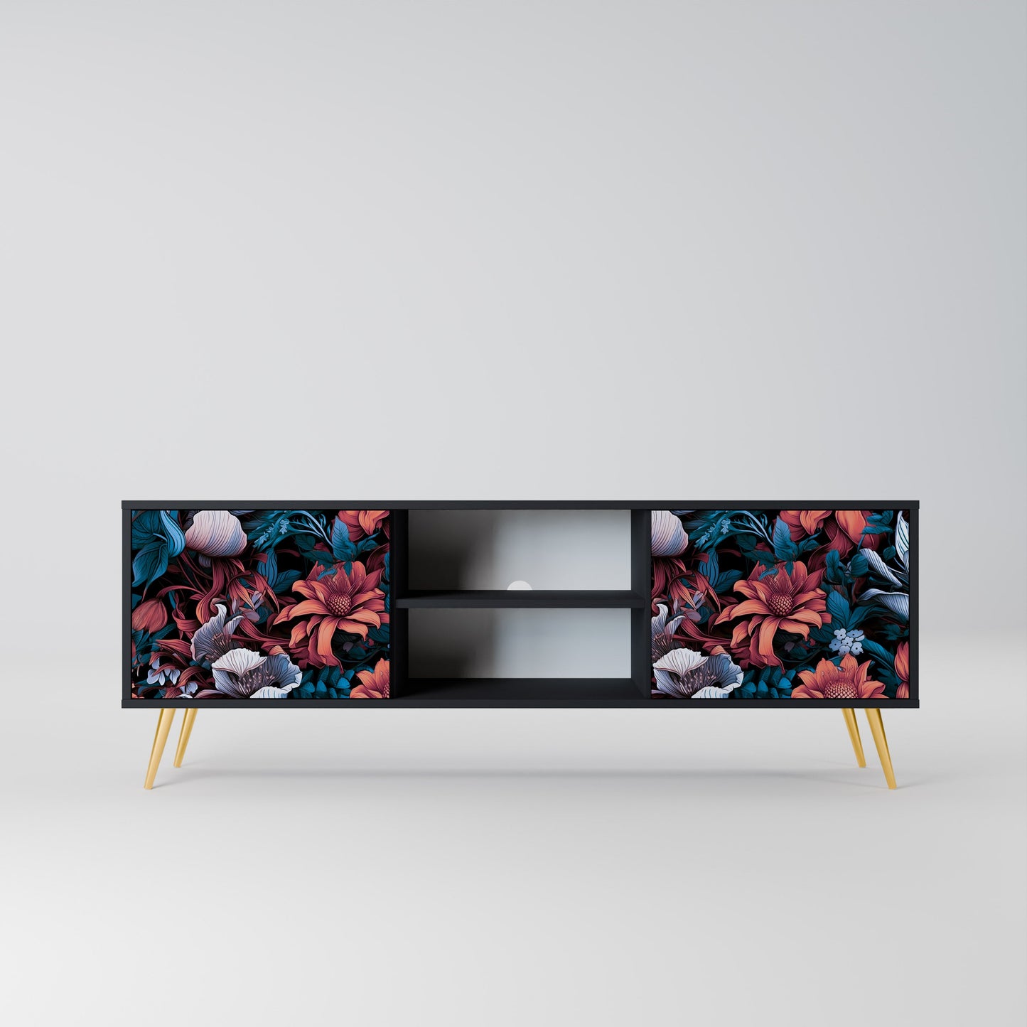 Mobile TV ETHEREAL BLOSSOMS a 2 ante con finitura nera