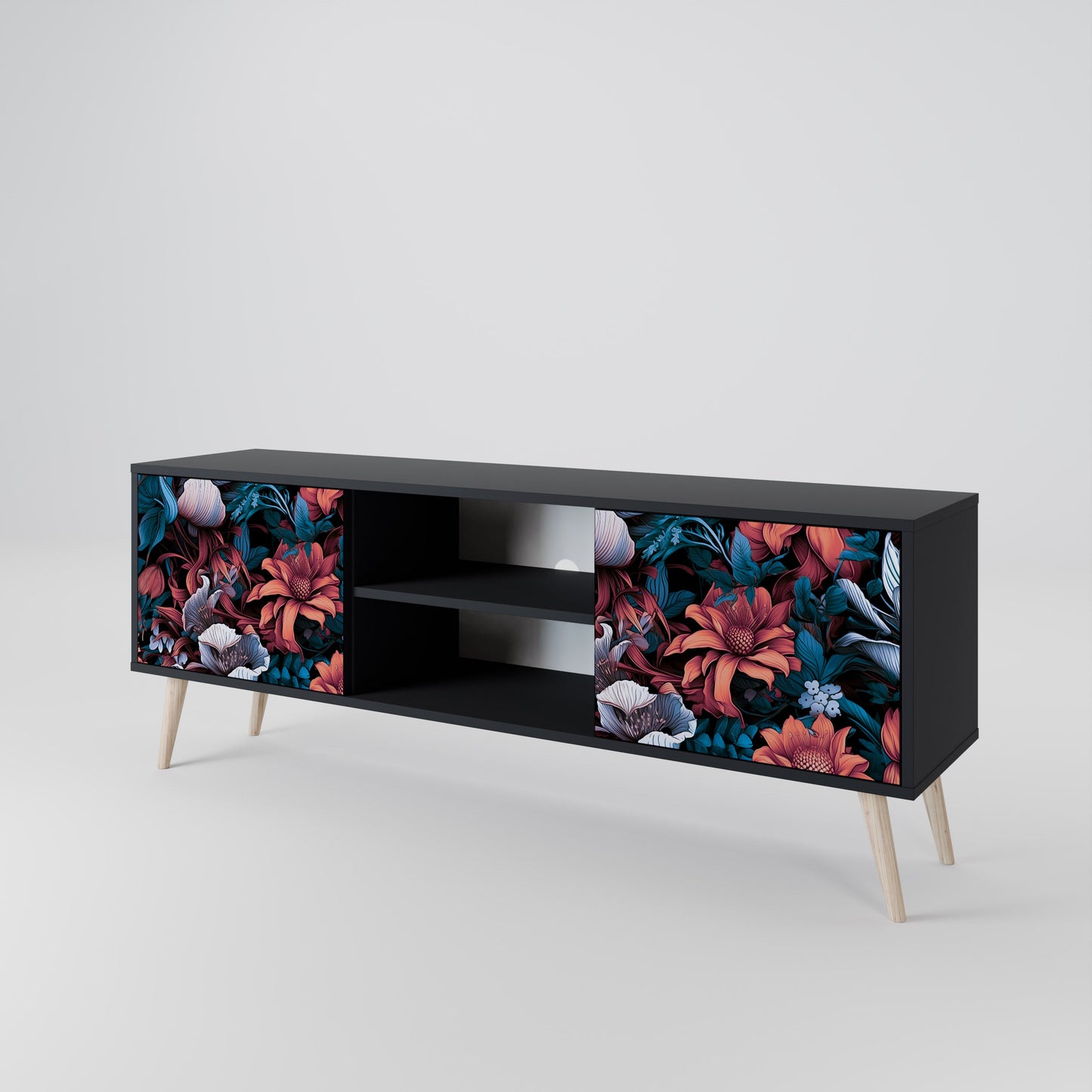 Mobile TV ETHEREAL BLOSSOMS a 2 ante con finitura nera