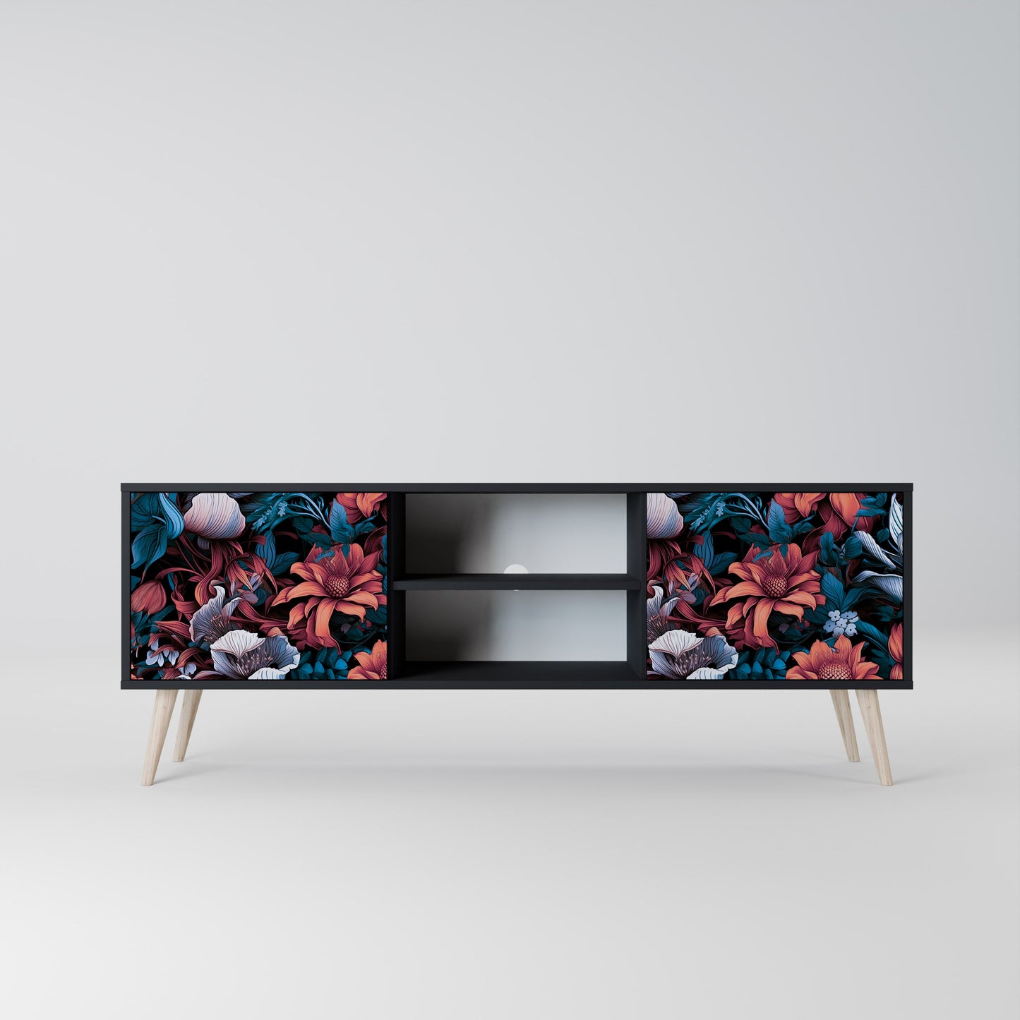 Mobile TV ETHEREAL BLOSSOMS a 2 ante con finitura nera