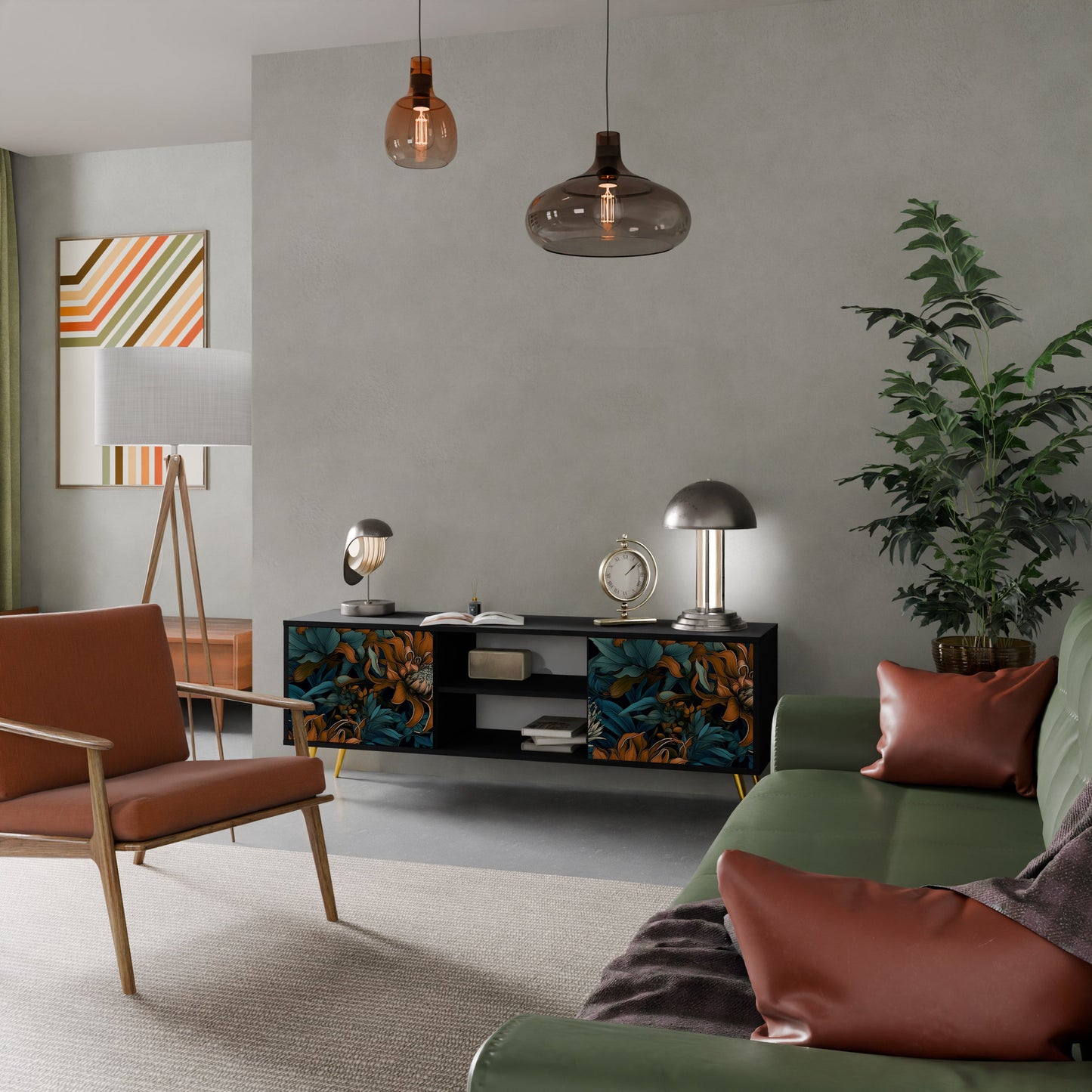 Mobile TV a 2 ante MORNING BLOOM in finitura nera