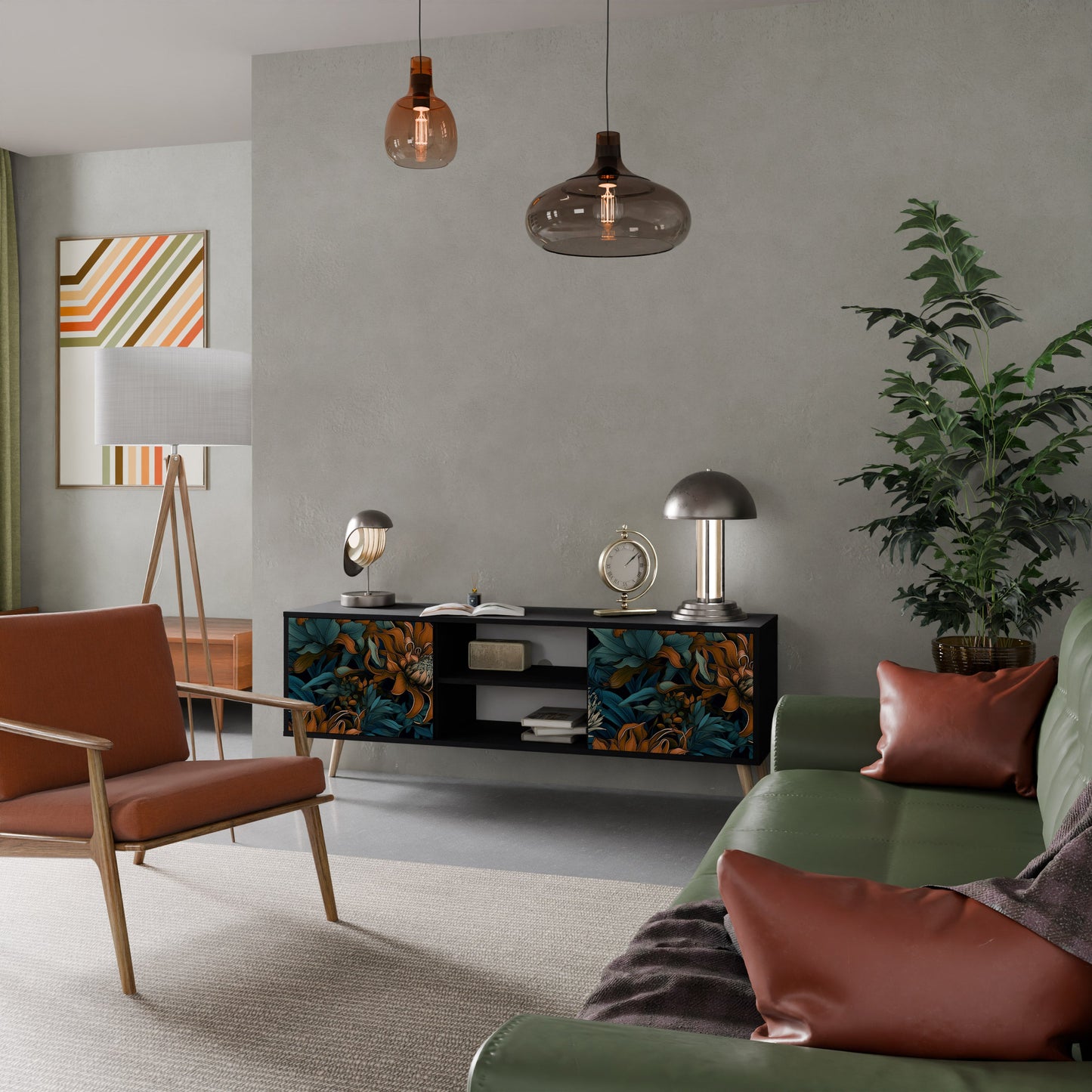 Mobile TV a 2 ante MORNING BLOOM in finitura nera