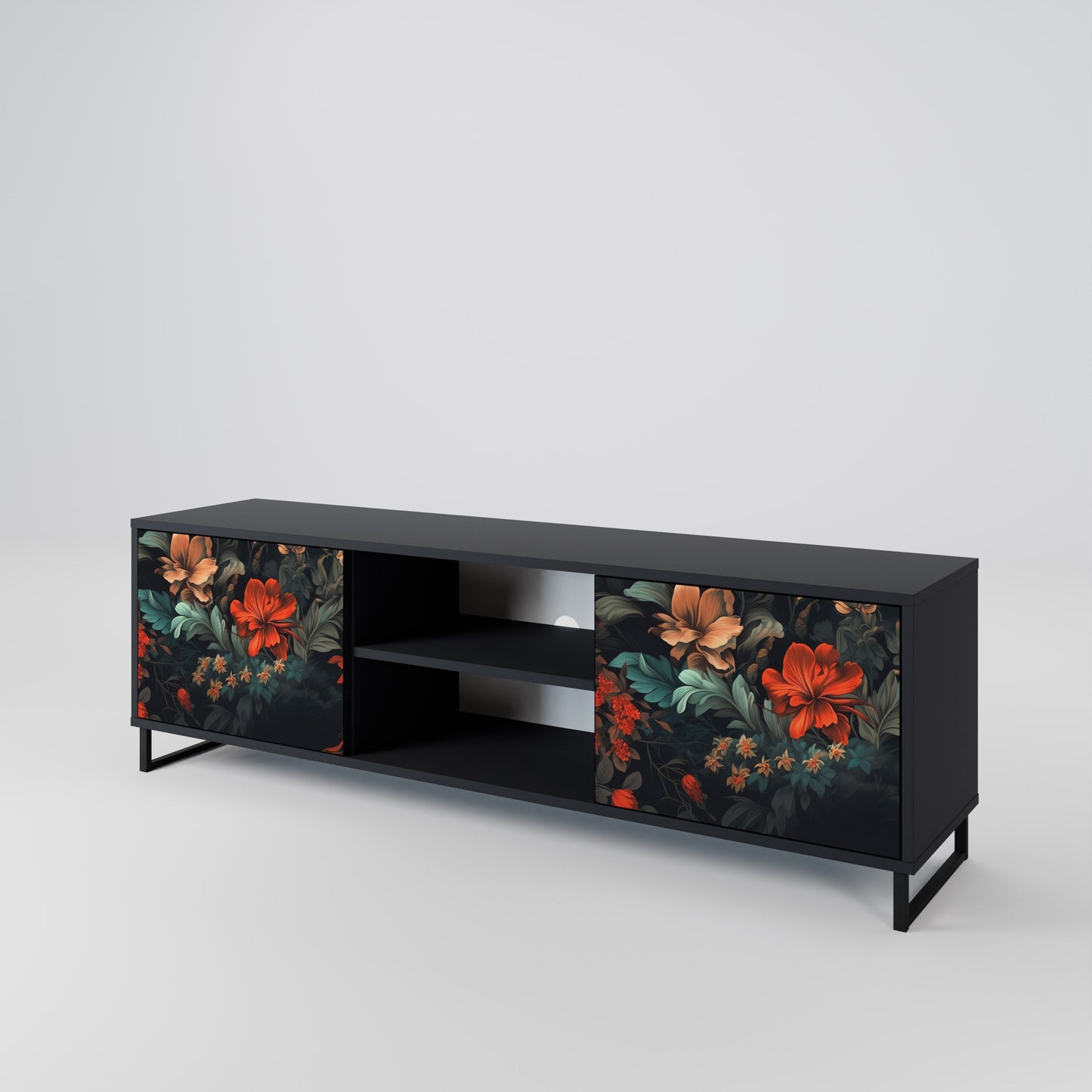 Mobile TV IMAGINARY BLOSSOM a 2 ante con finitura nera
