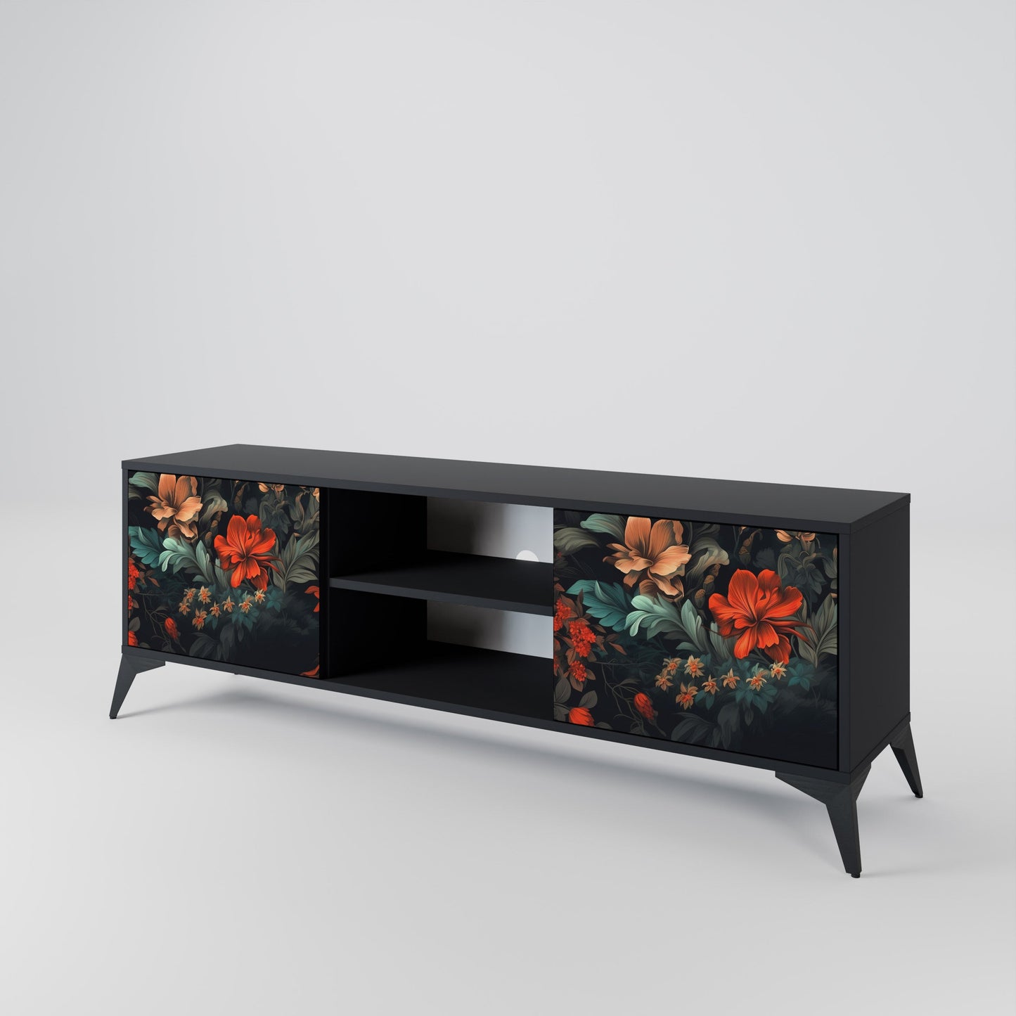 Mobile TV IMAGINARY BLOSSOM a 2 ante con finitura nera