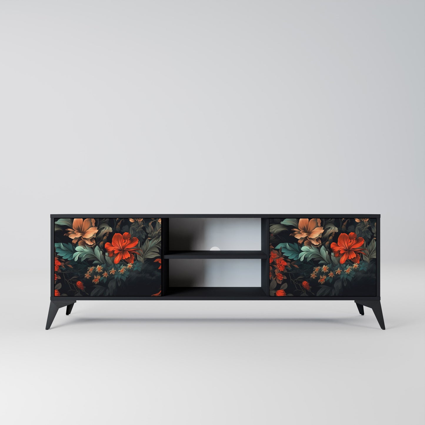 Mobile TV IMAGINARY BLOSSOM a 2 ante con finitura nera