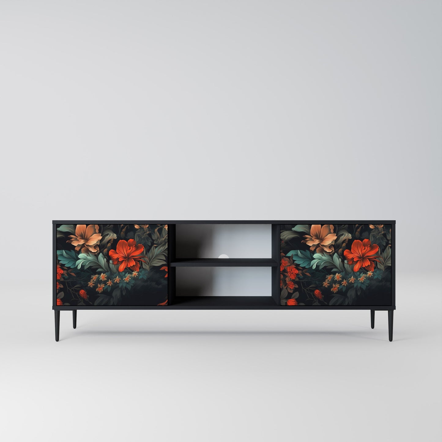Mobile TV IMAGINARY BLOSSOM a 2 ante con finitura nera