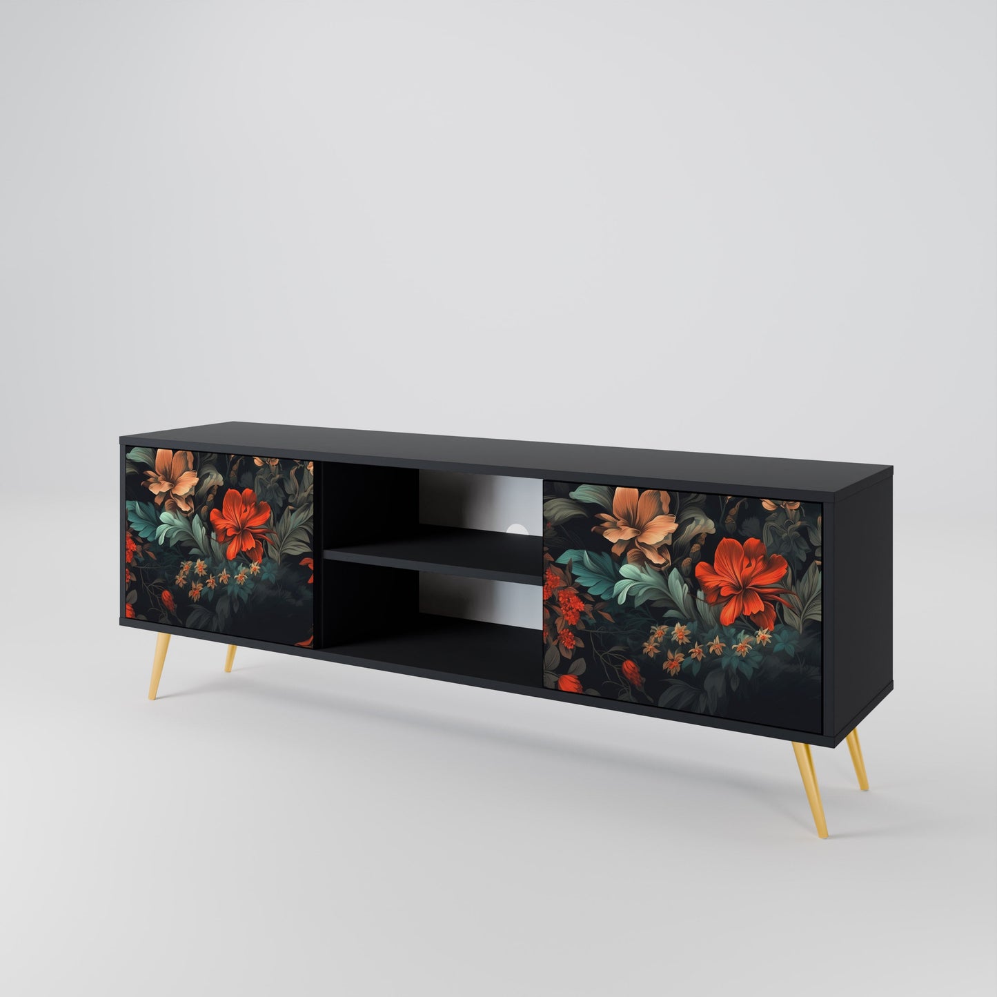 Mobile TV IMAGINARY BLOSSOM a 2 ante con finitura nera