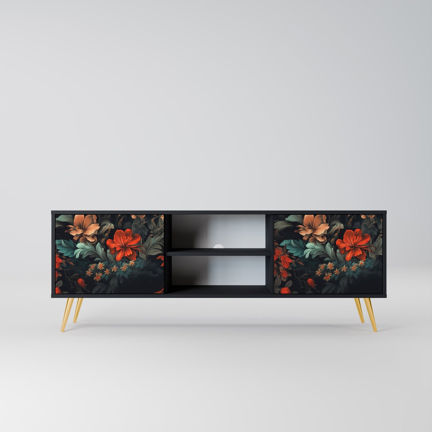 Mobile TV IMAGINARY BLOSSOM a 2 ante con finitura nera