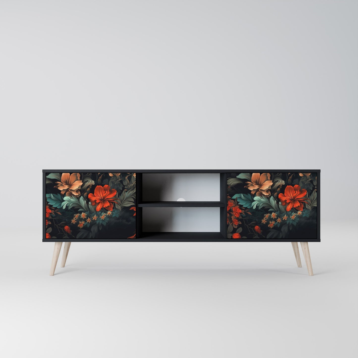 Mobile TV IMAGINARY BLOSSOM a 2 ante con finitura nera