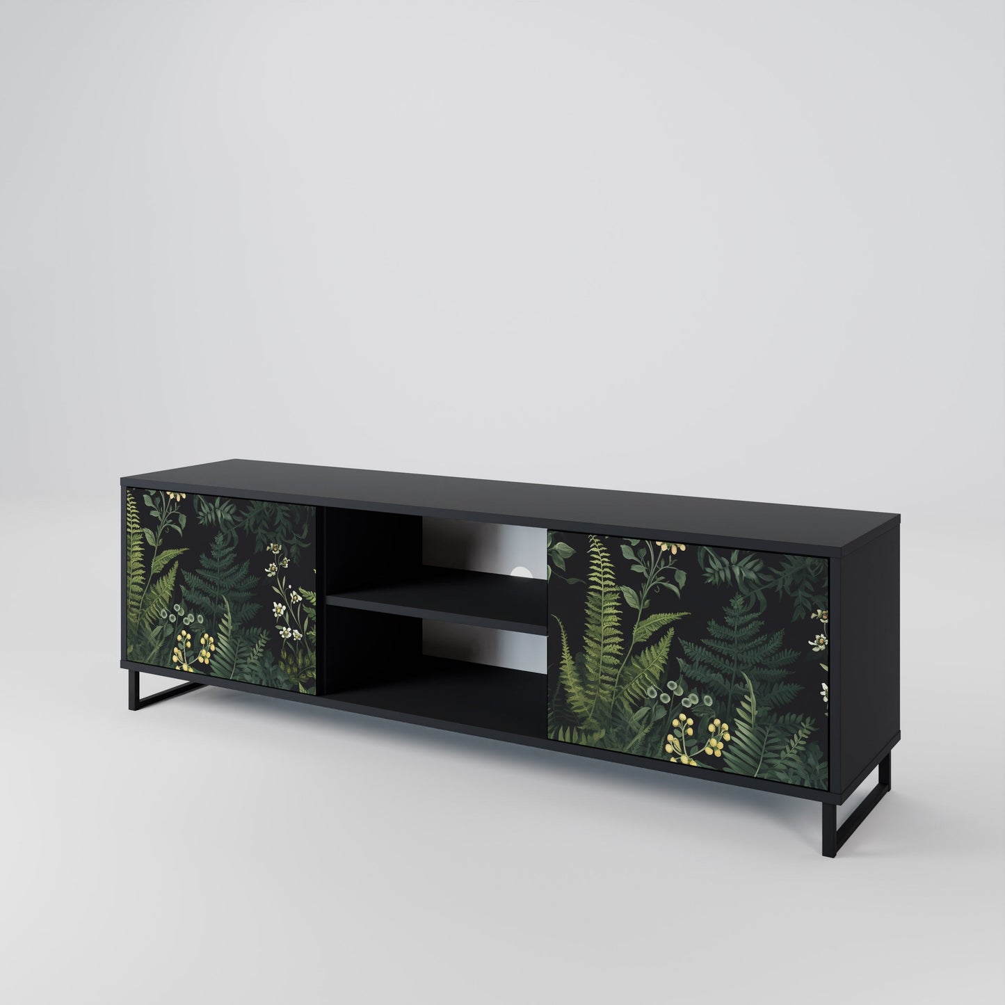 Mobile TV a 2 ante FERN FLOWERS in finitura nera
