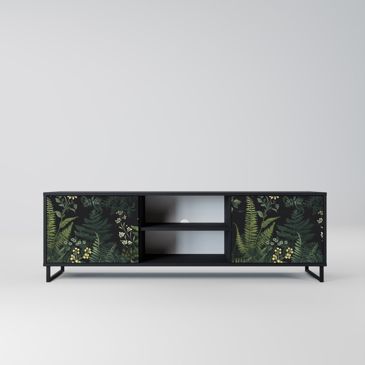 Mobile TV a 2 ante FERN FLOWERS in finitura nera