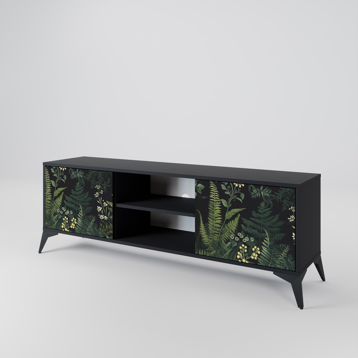 Mobile TV a 2 ante FERN FLOWERS in finitura nera