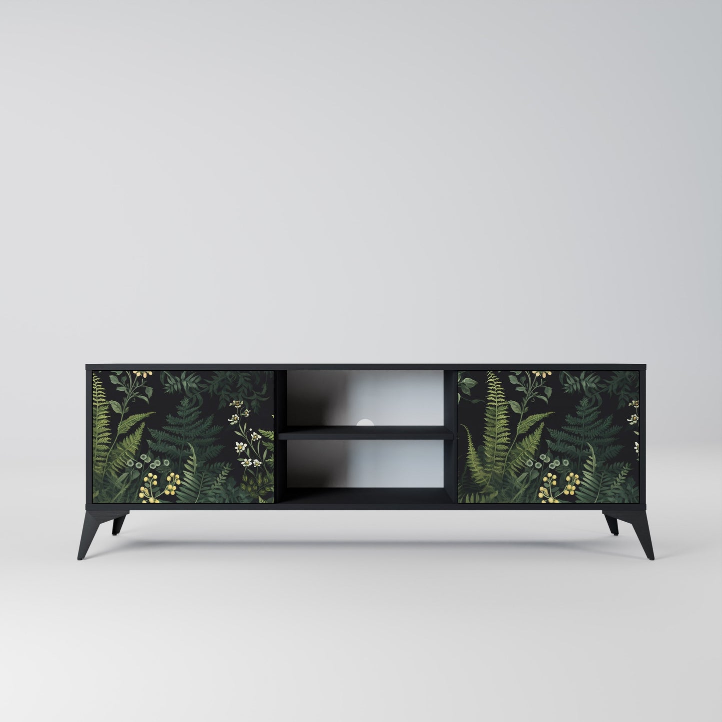 Mobile TV a 2 ante FERN FLOWERS in finitura nera